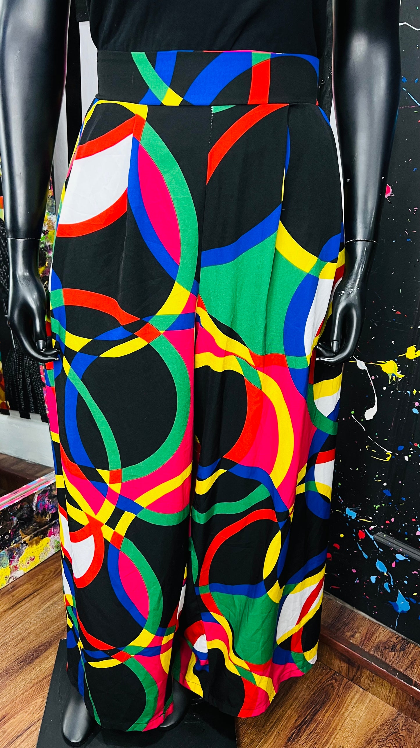 Colorblock Abstract Wide-legged Pants (22/24)