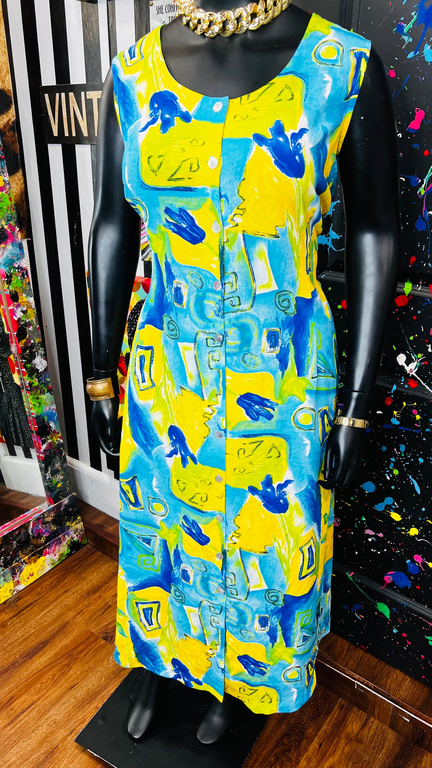 Vintage Abstract Sleeveless Spring Dress (18)