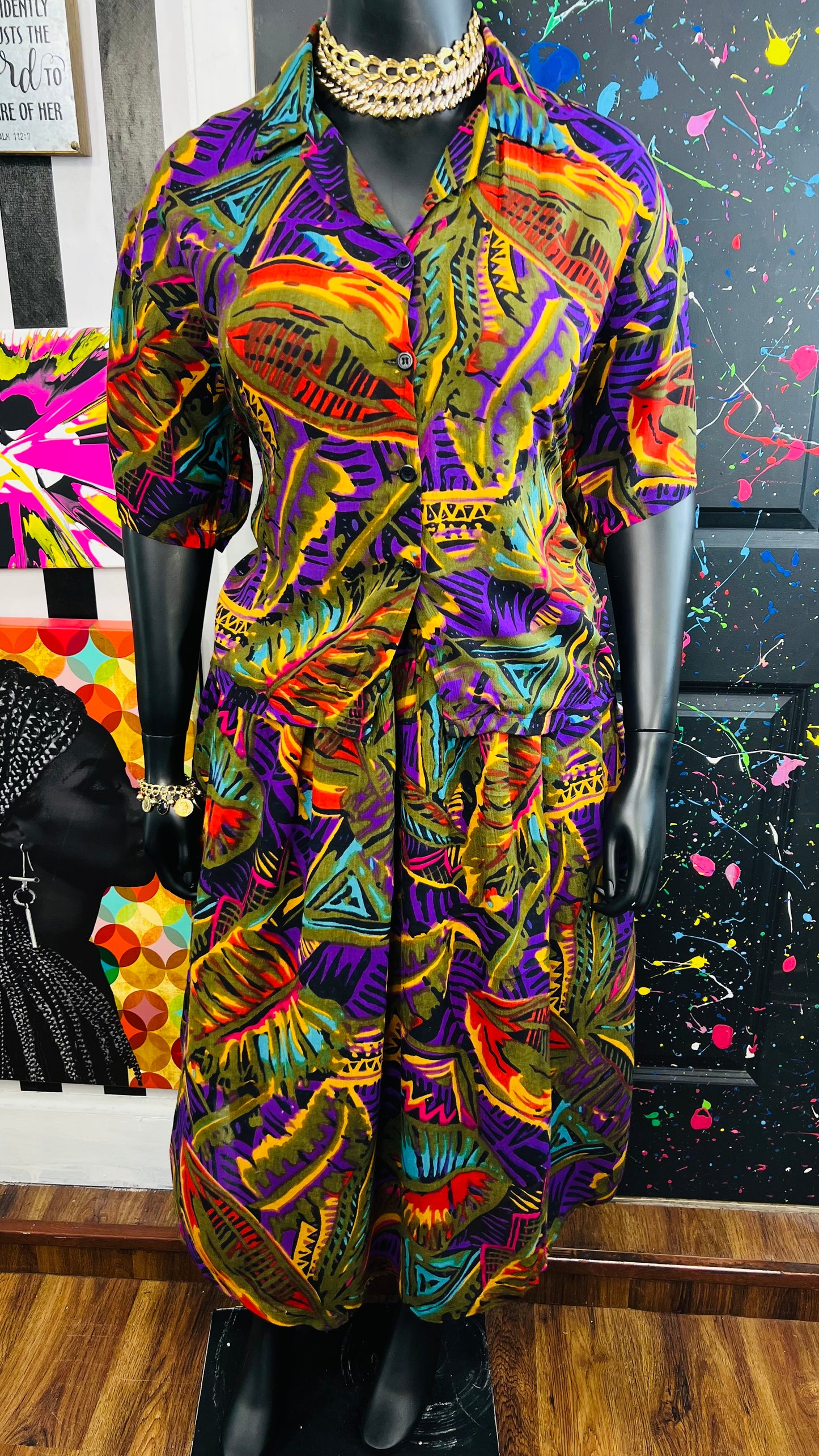 Vintage 90’s Rayon Skirt Set (20)