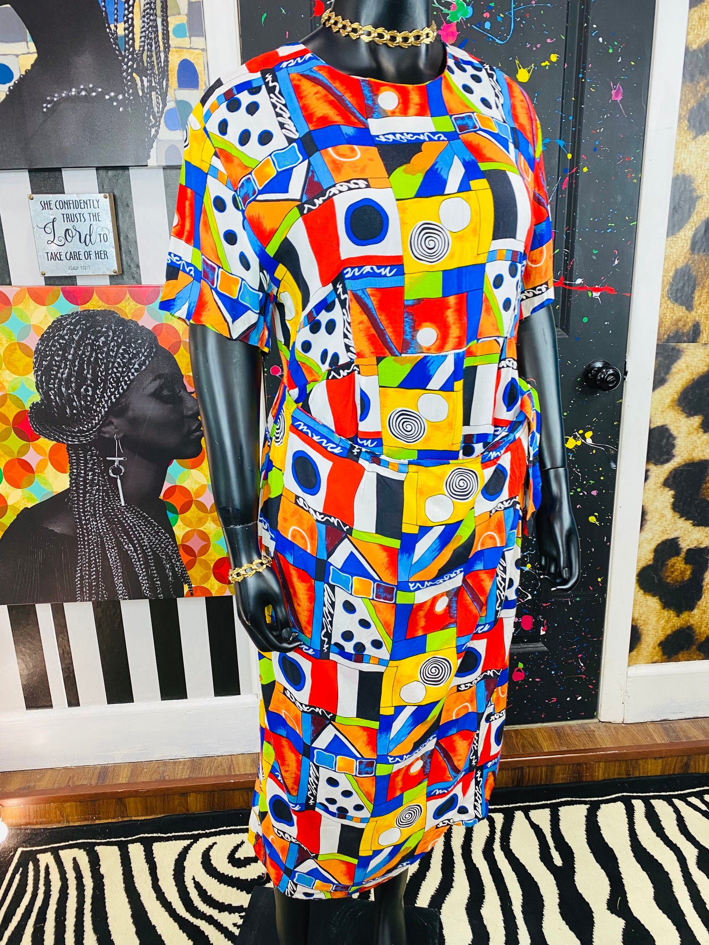 Vintage Multicolored Wraparound Dress