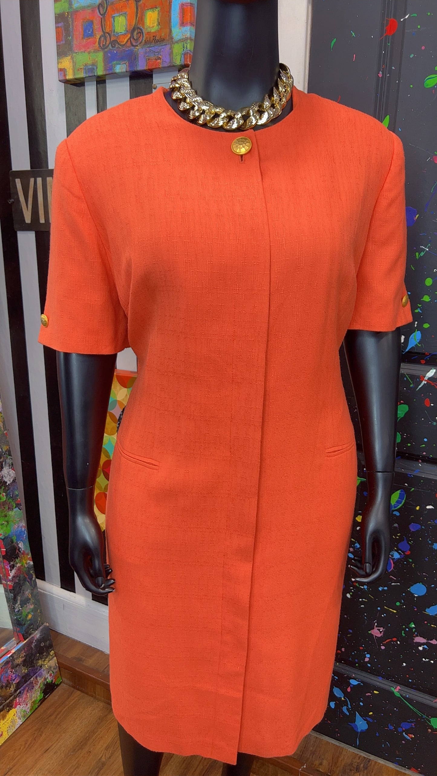 Vintage Peach & Gold Secretary Dress (22/24)
