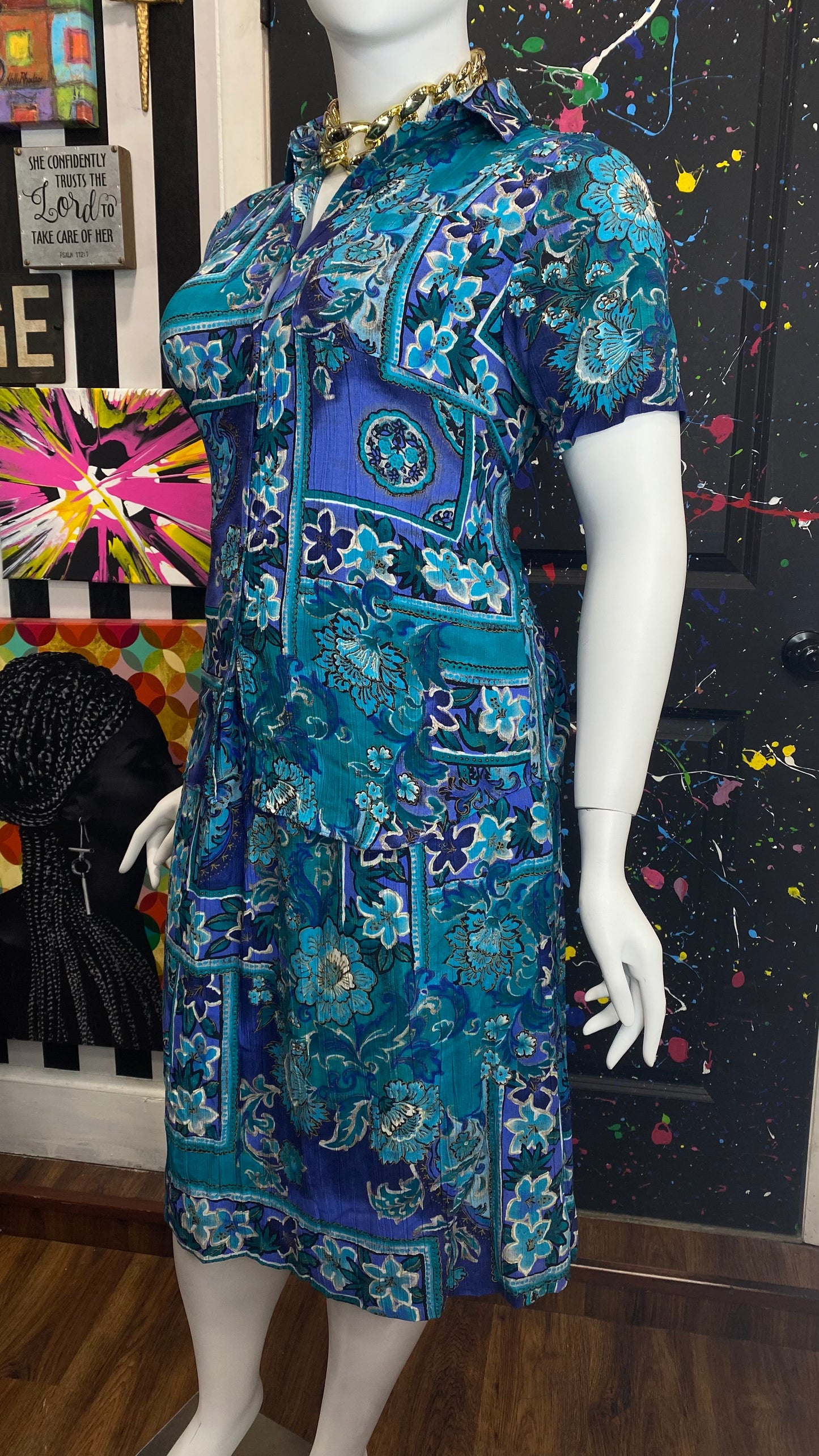 Vintage Abstact Rayon Skirt Set (12)