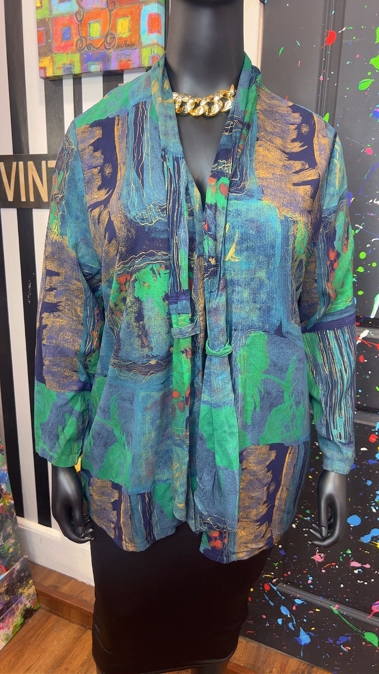 Vintage Abstract Light Weight Duster (22)