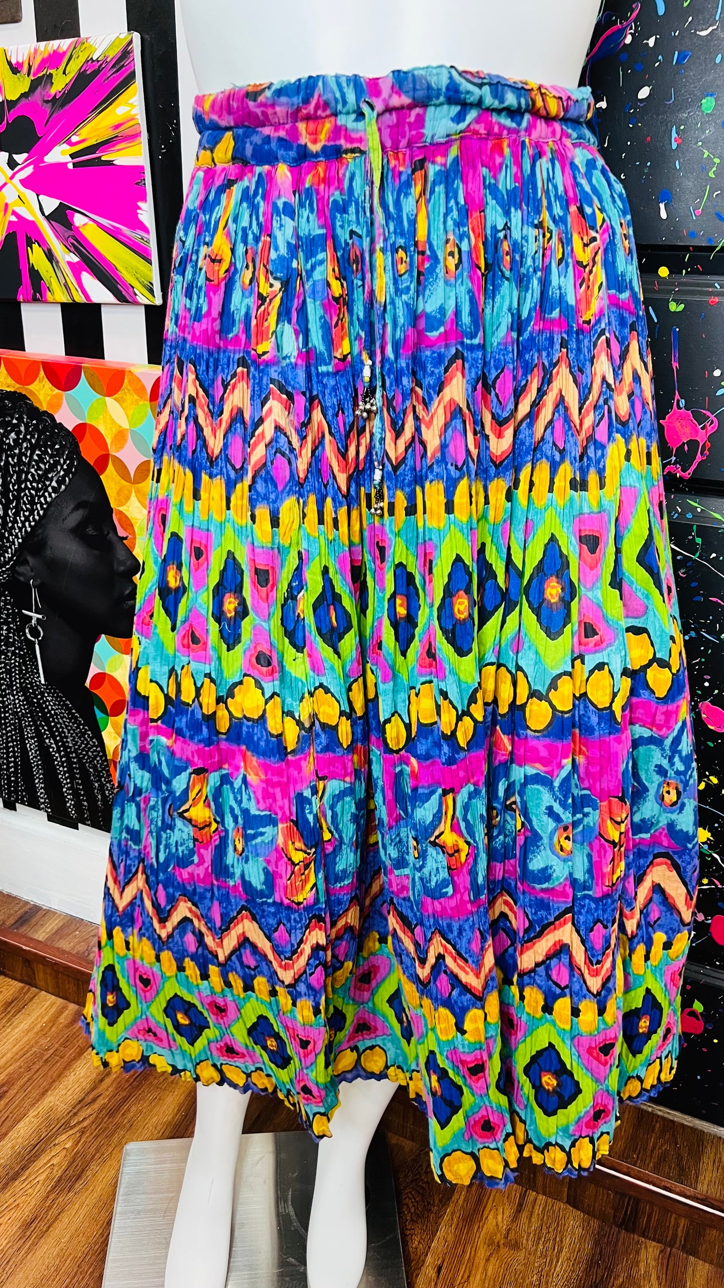 Vintage Rayon Vibrant Skirt (OS)