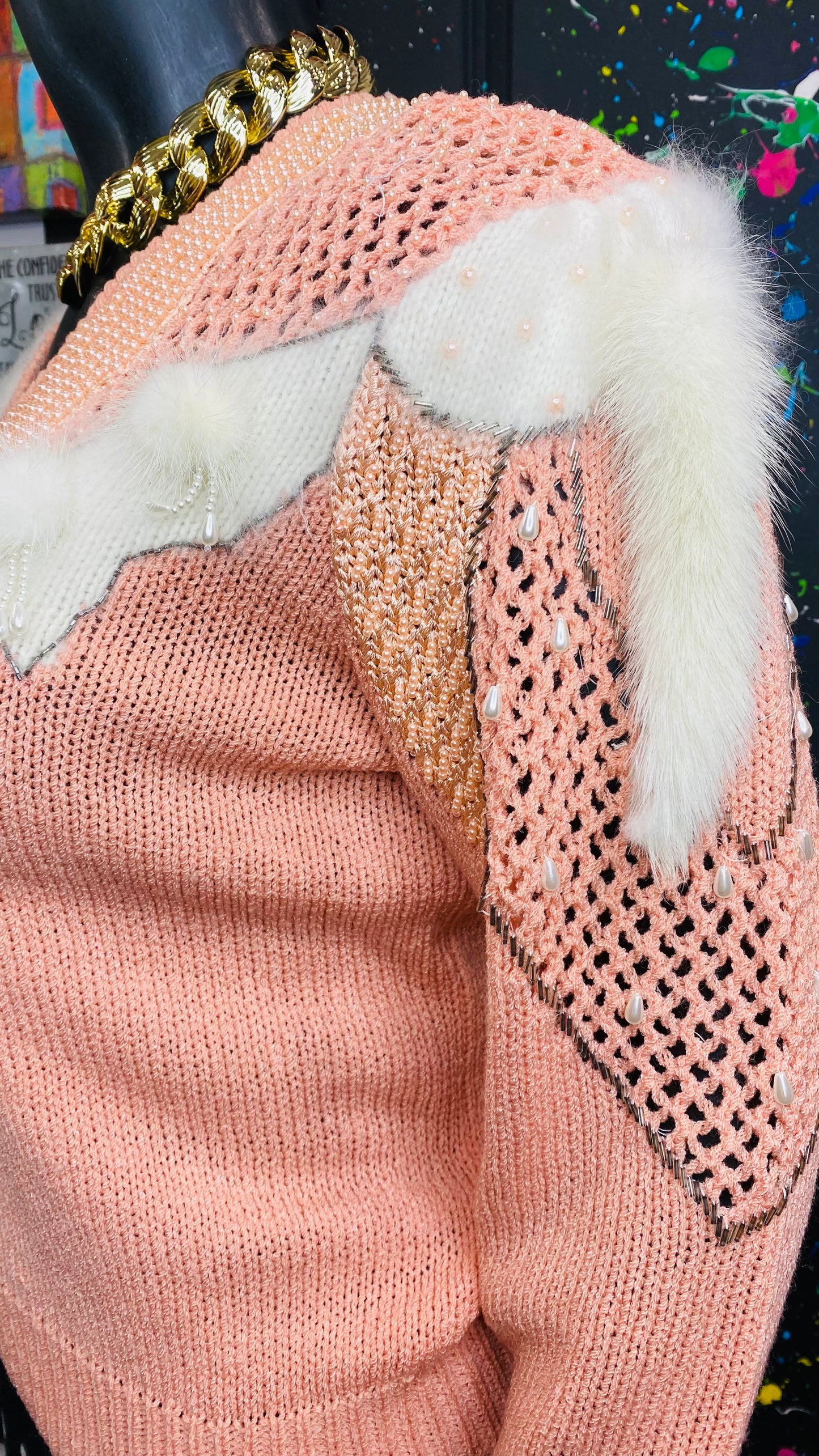 Vintage Wool & Rabbit Hair Peach Sweater (14)
