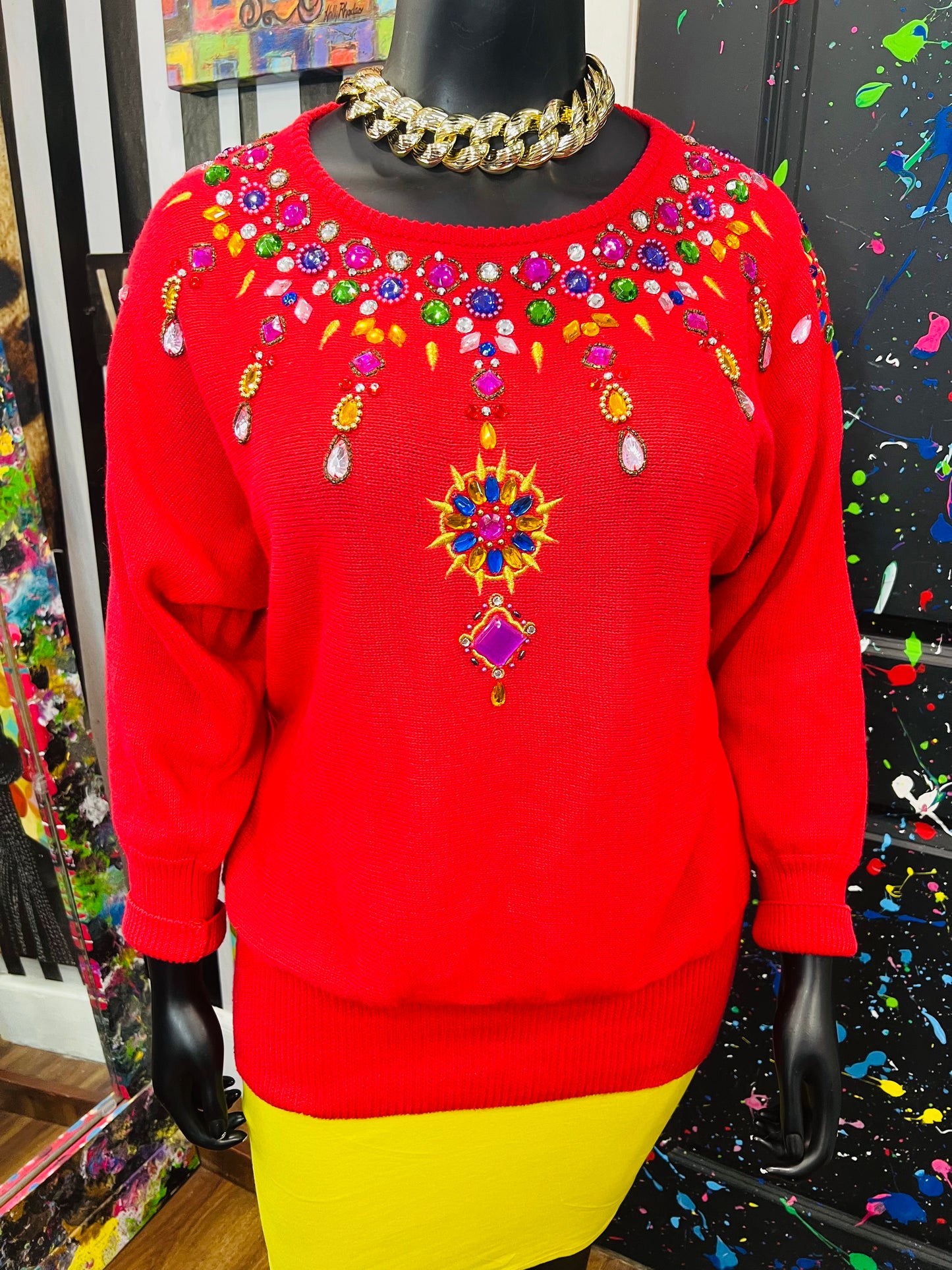 Vintage Red Jewel Sweater (22)