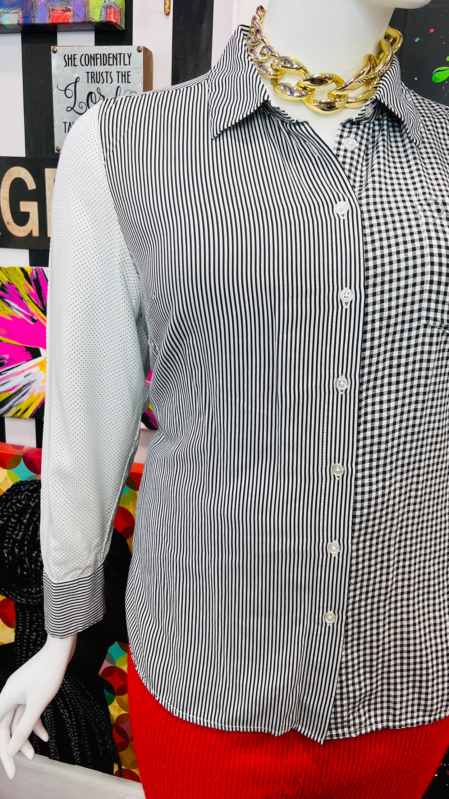Lane Bryant Mix Black & White Print Blouse (18/20)