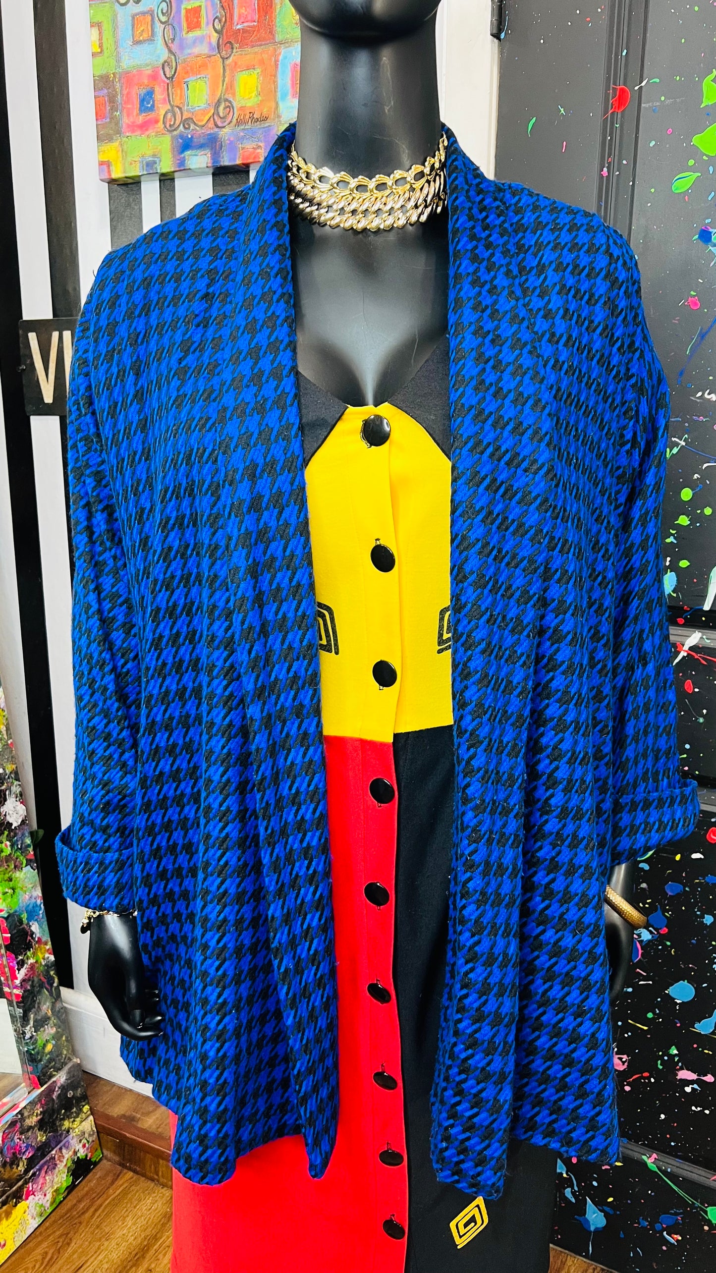 Vintage HoundsTooth Open Swing Coat (22)