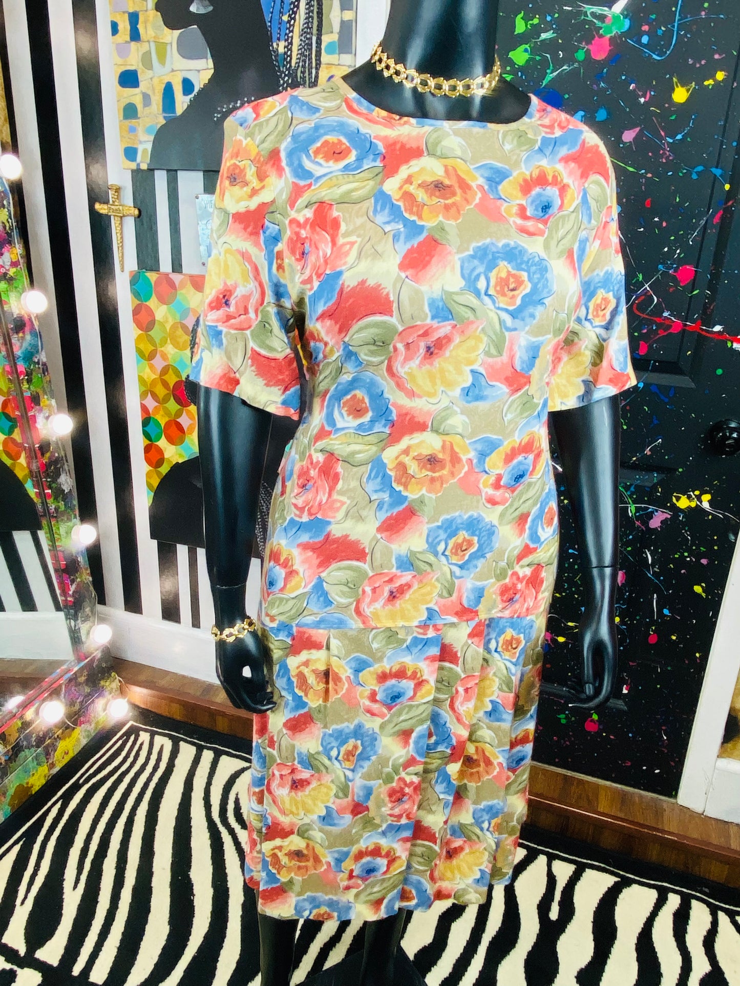 Vintage Floral 2 piece Skirt Set