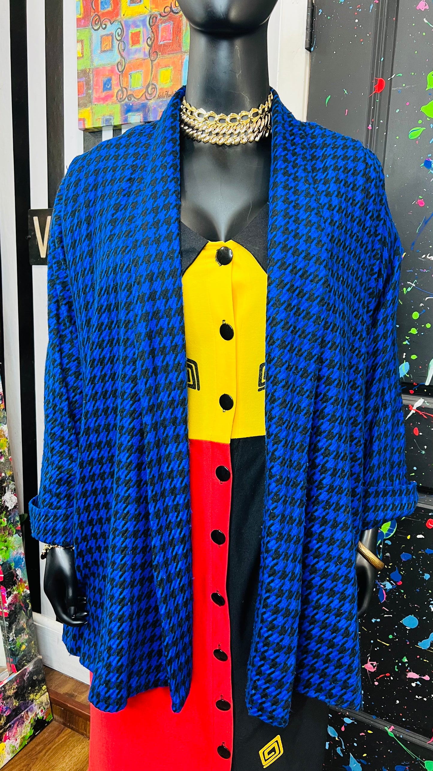 Vintage HoundsTooth Open Swing Coat (22)