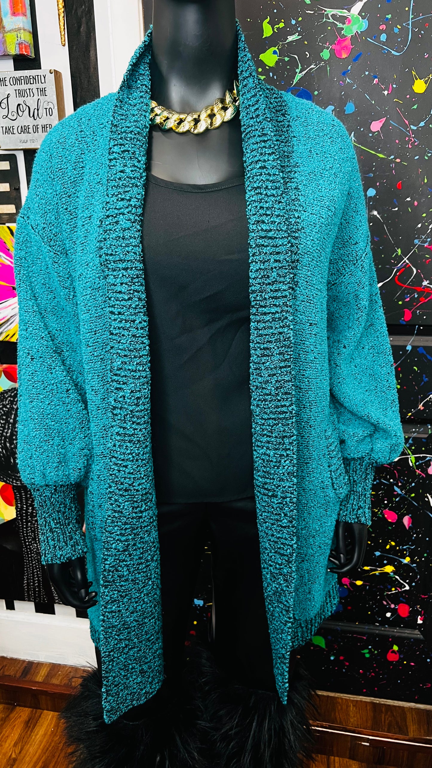 Vintage Comfy Cardigan - Teal (OS)