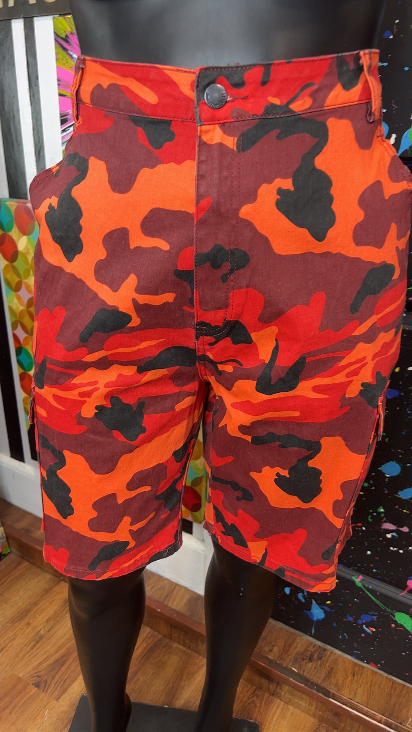 Orange & Red Camo Cargo Shorts - Has Stretch (18)