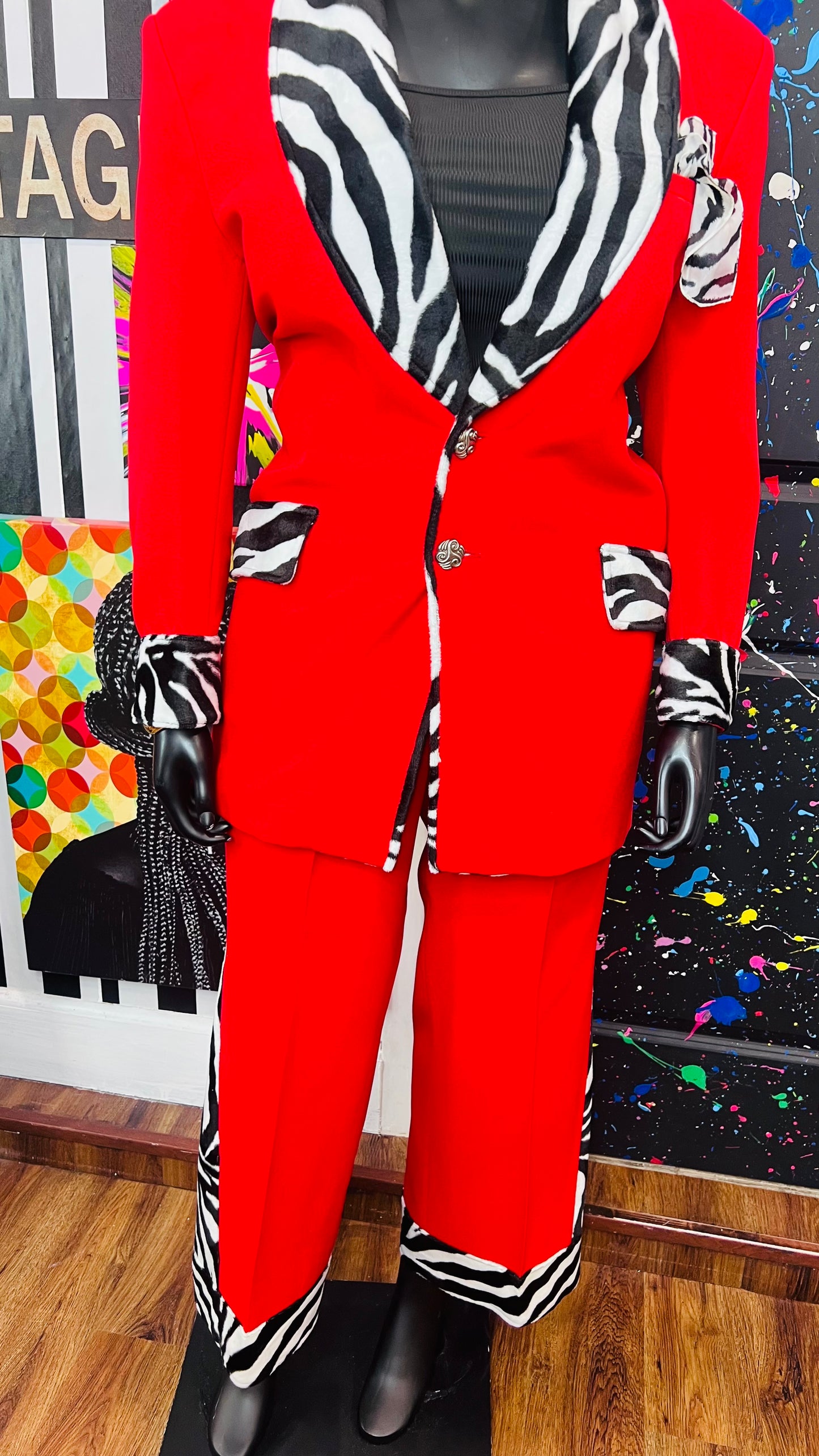 Red & Zebra Pants Suit (16)