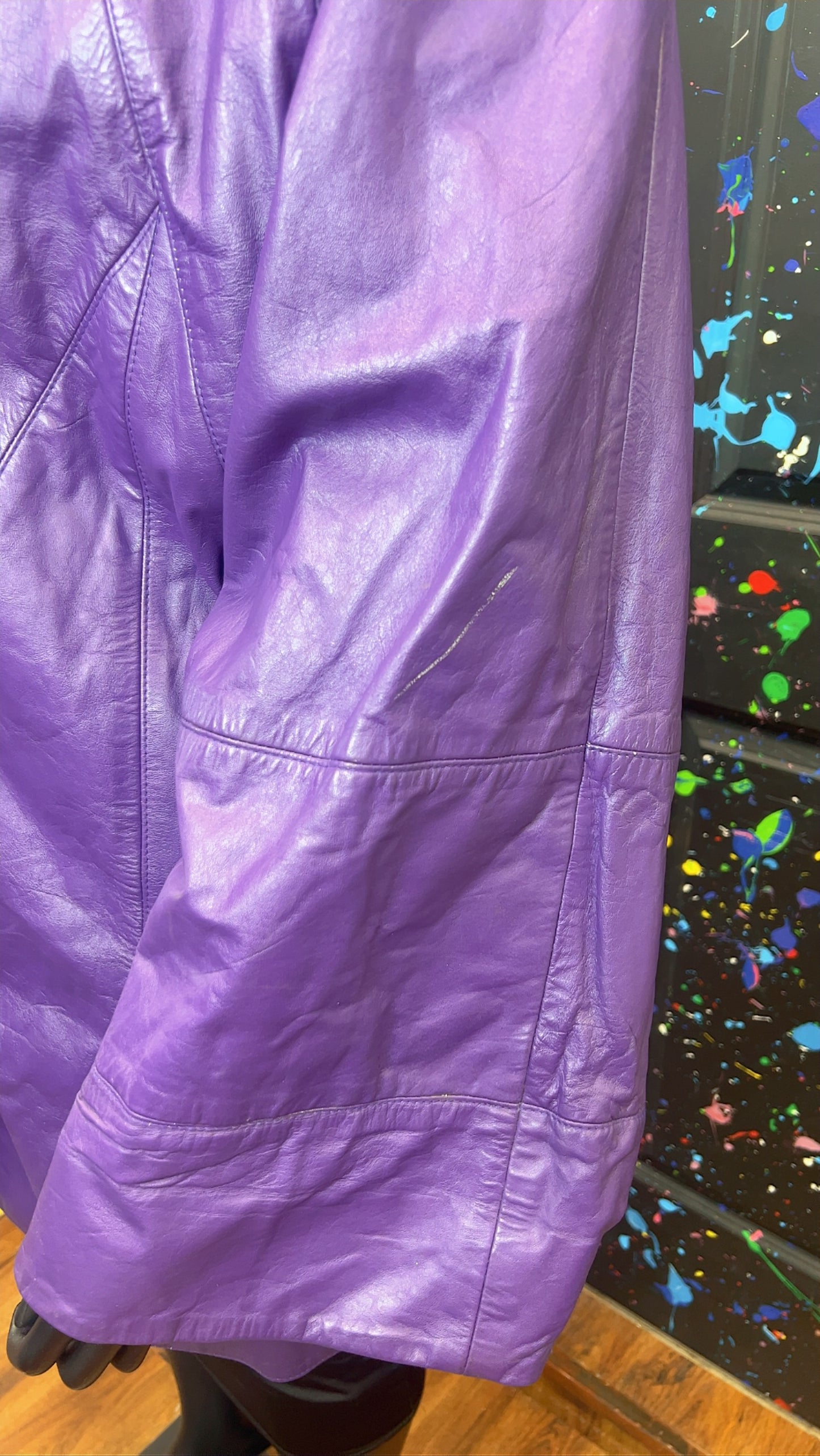Vintage Genuine Leather Purple Coat (24)