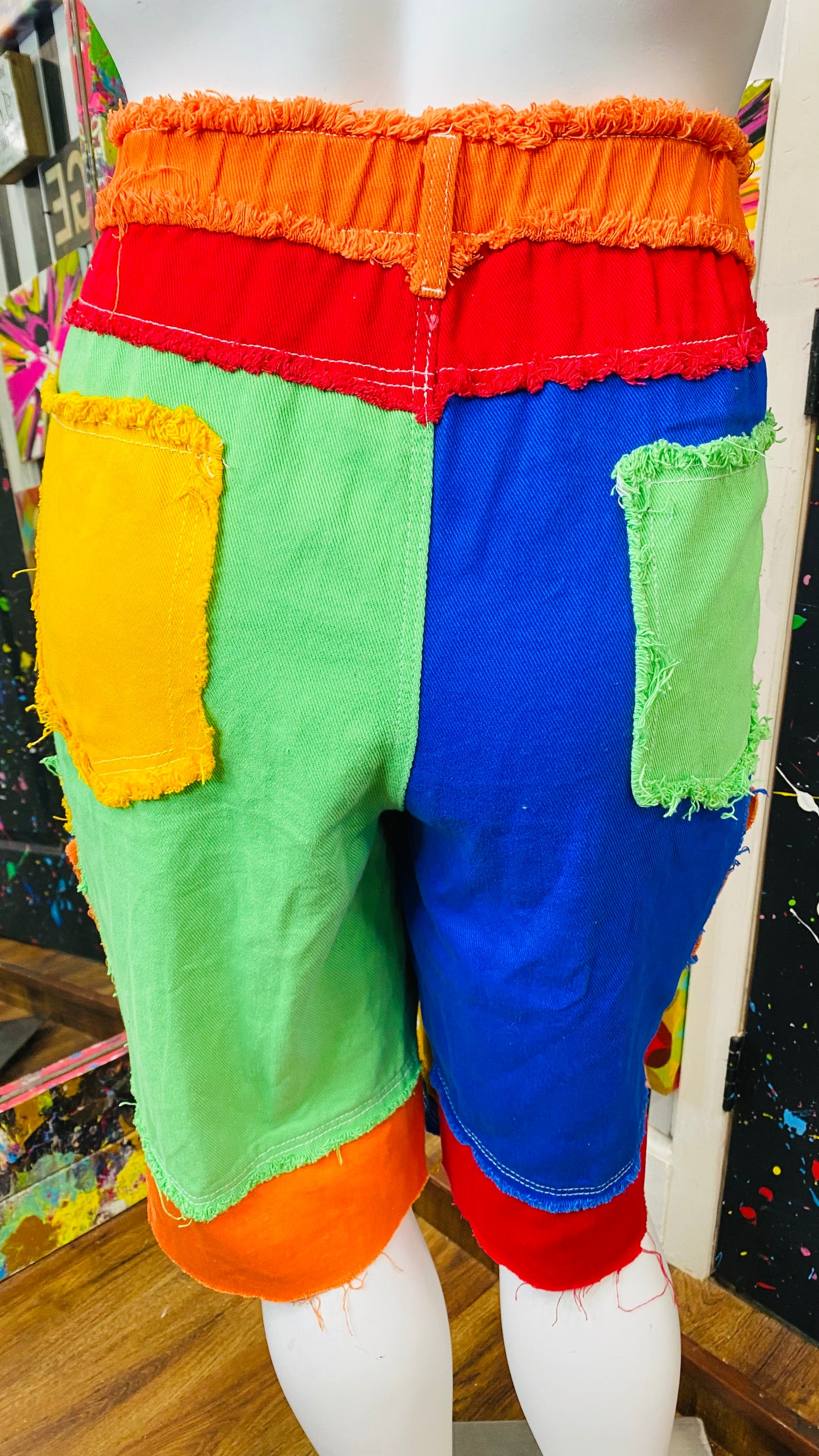 Color Block Denim Cut Jeans (18)