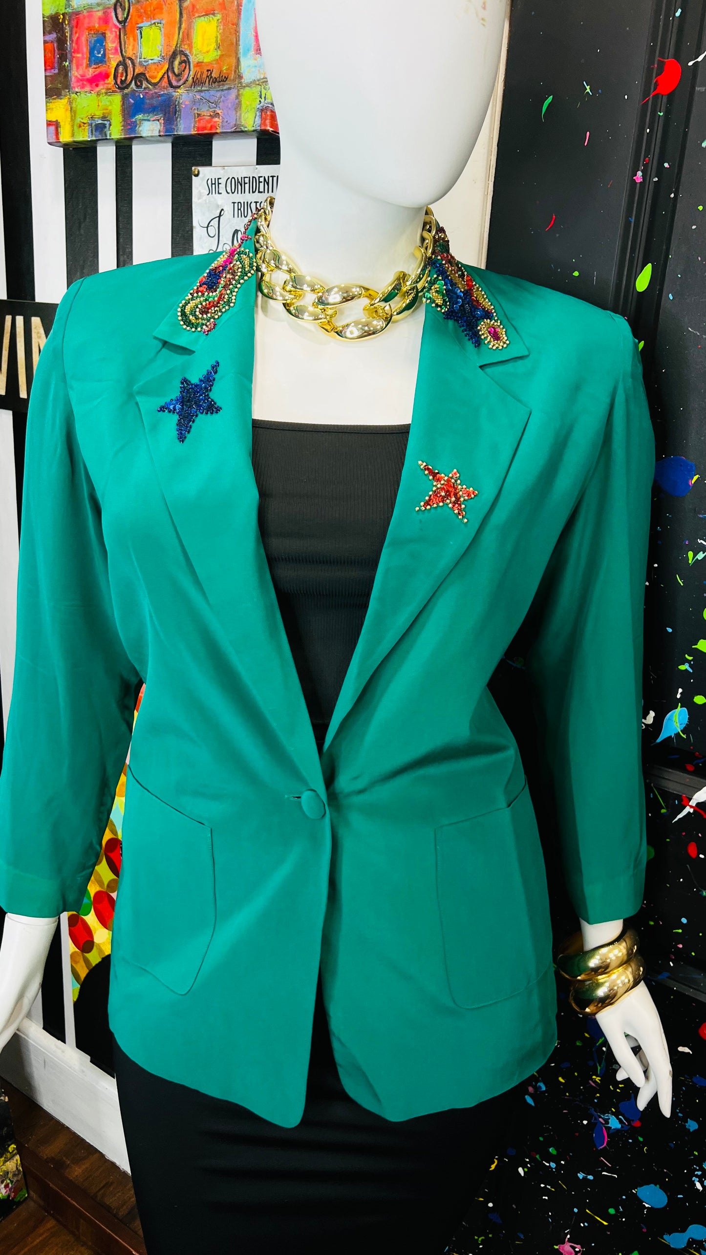 Vintage 100% Silk IB Diffusion Sequin Blazer (14)