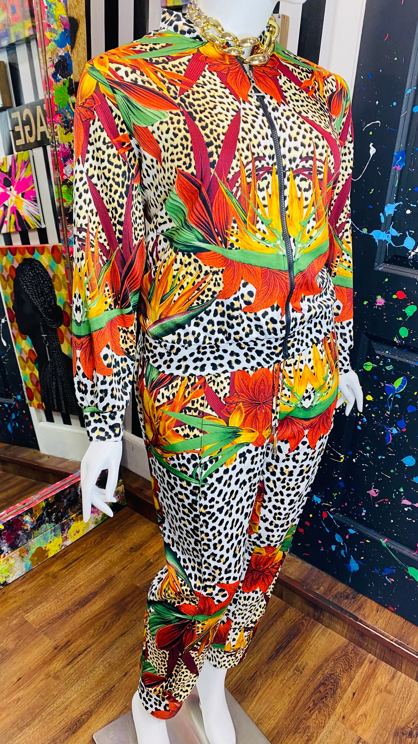 Ashley Stewart Tropical & Animal Print Jogging Suit (22/24)