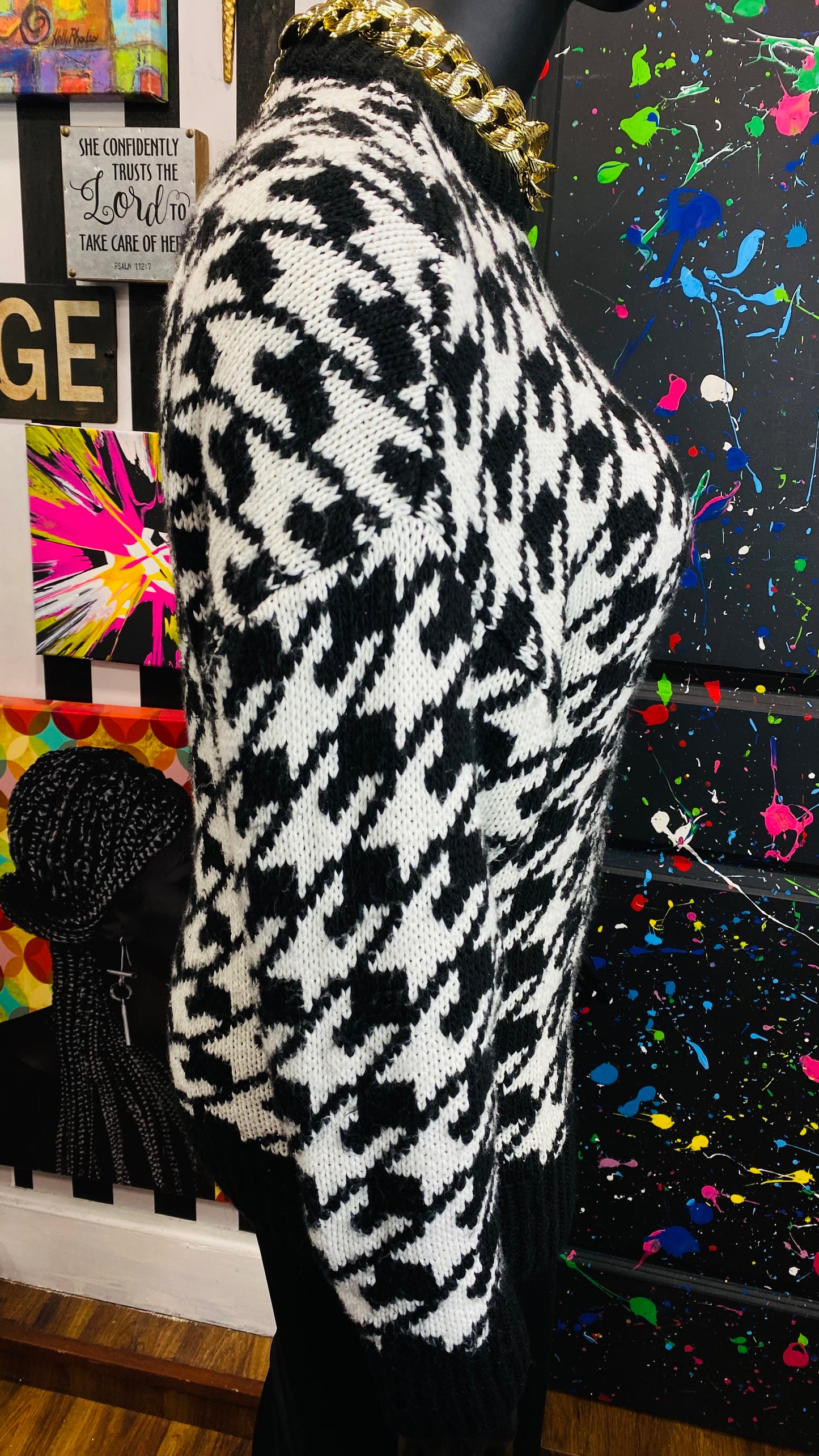 Zara Black & White Houndstooth Sweater (18/20)