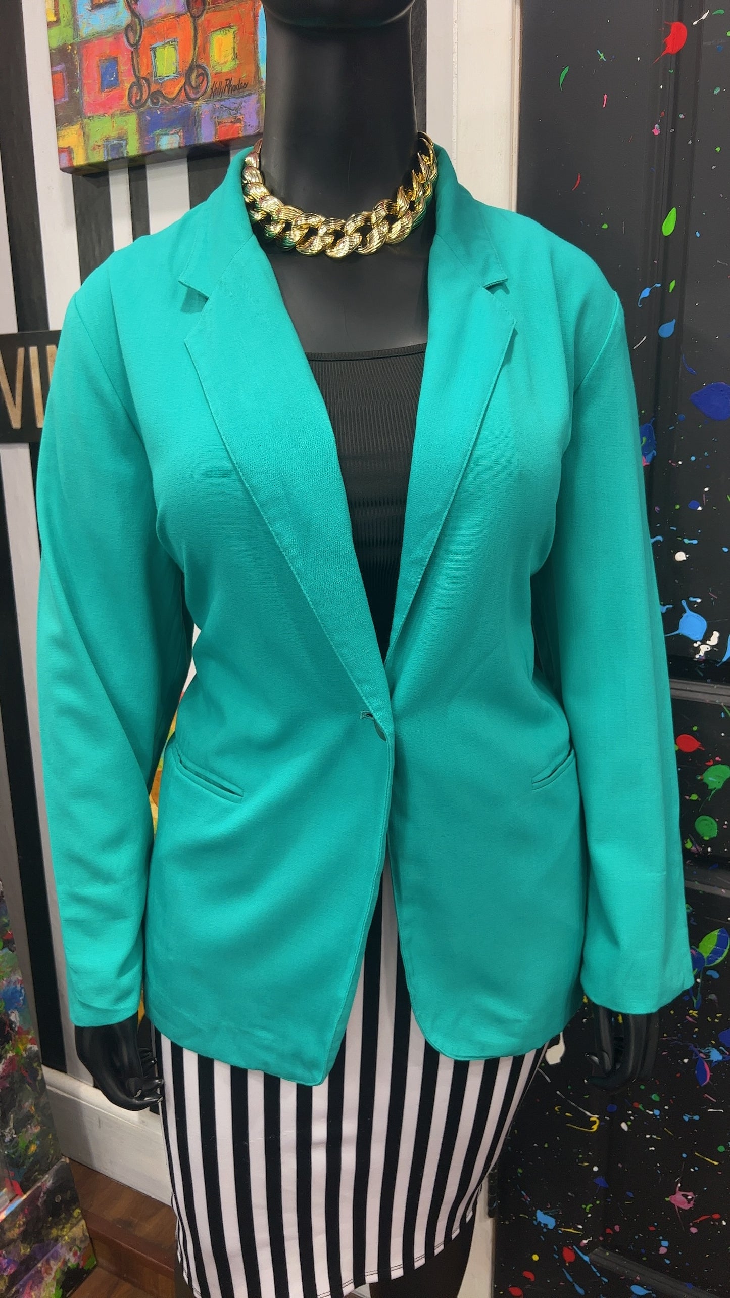 Vintage Solid Teal Blazer (24)