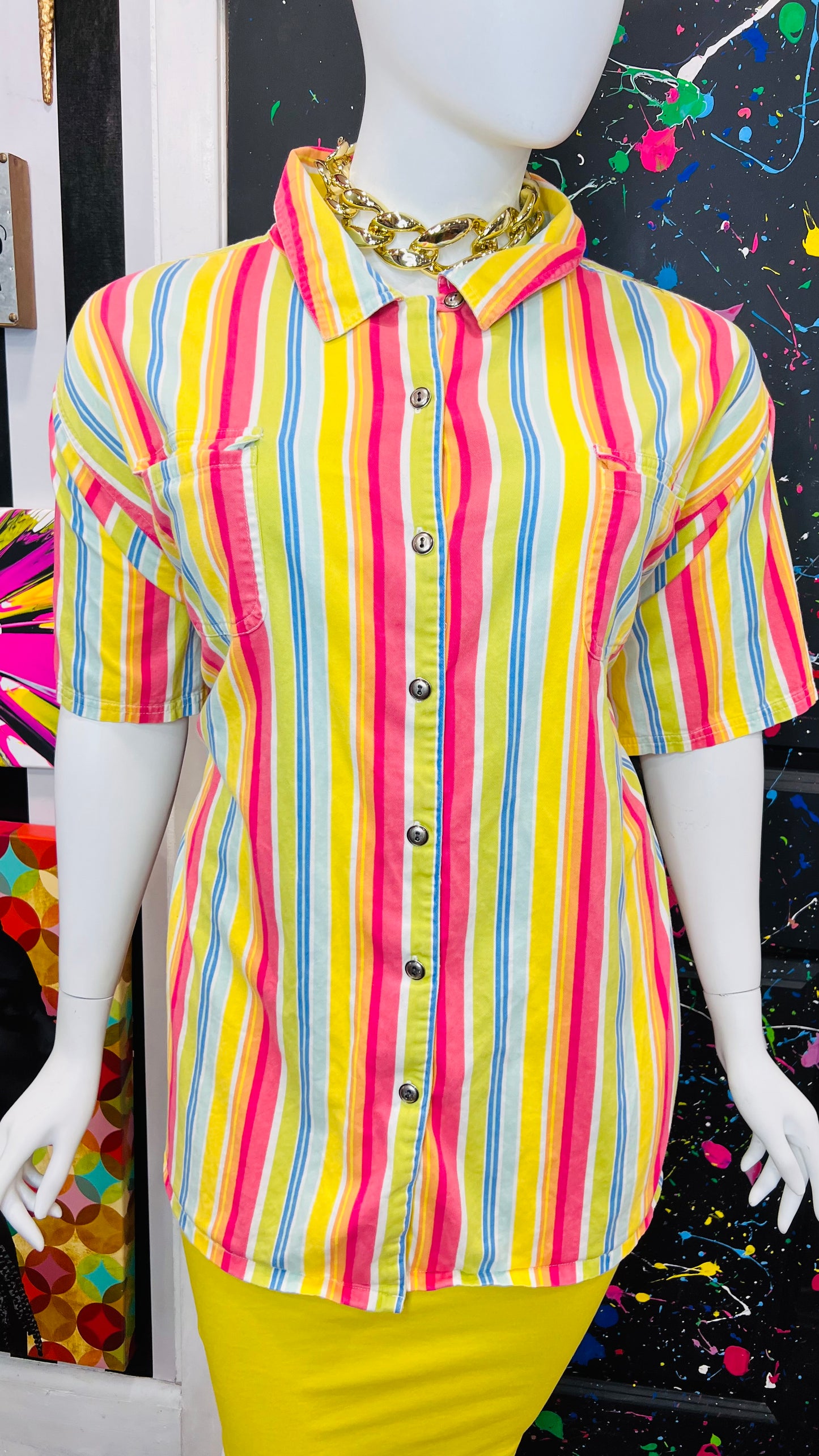 Vintage Denim Striped Blouse (28)