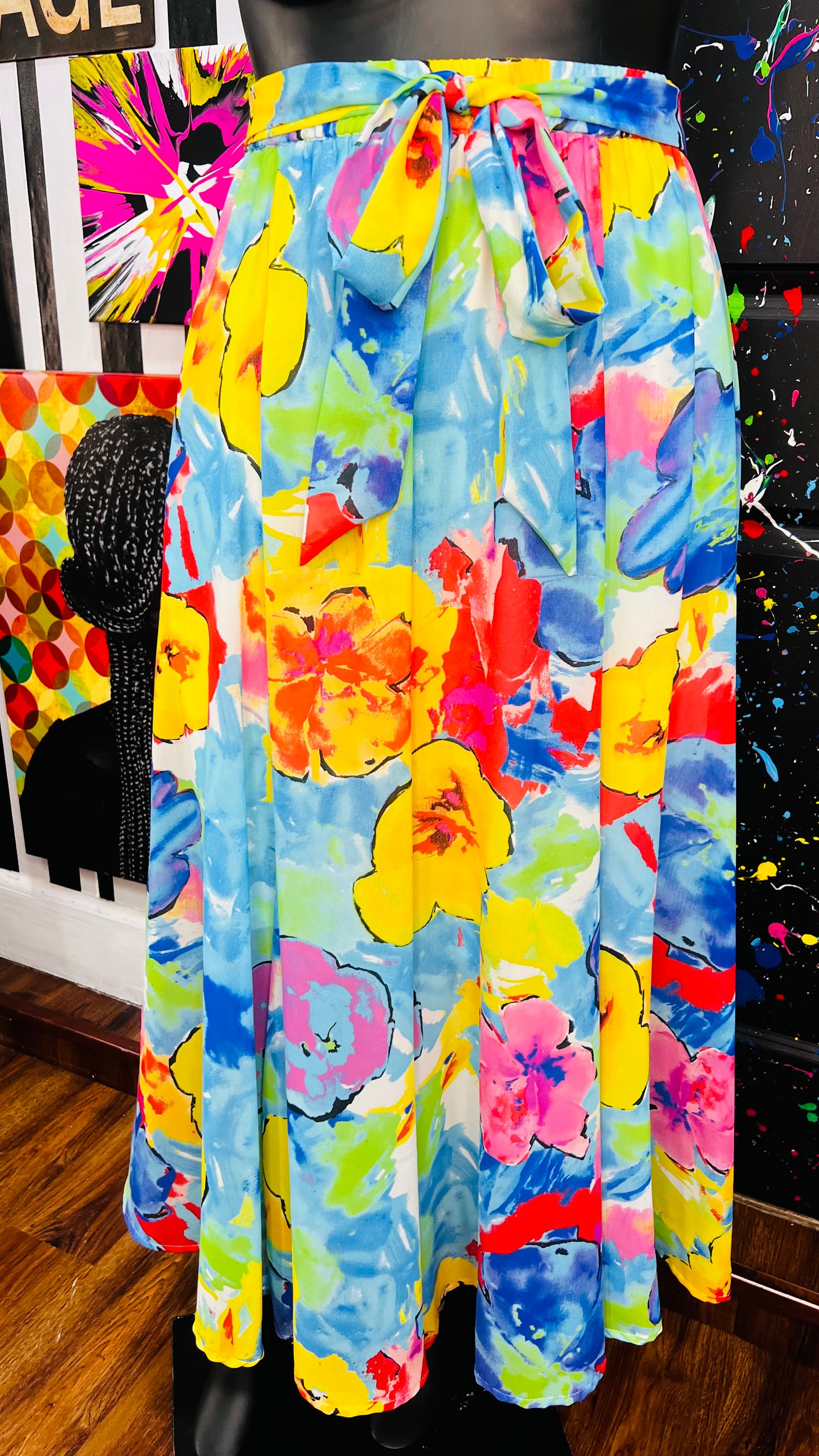 Watercolor Print Skirt (18)