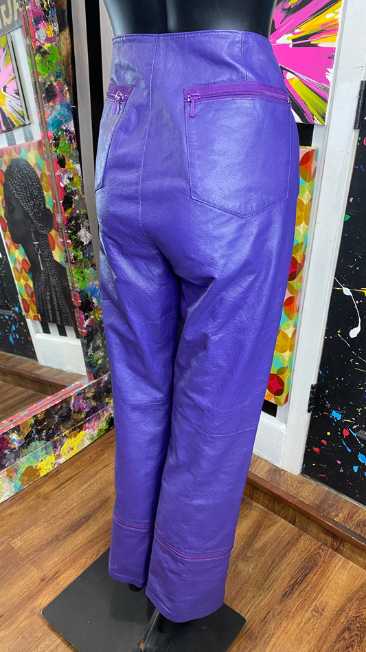 Vintage Genuine Leather Purple Convertible Pants to Capris (12)