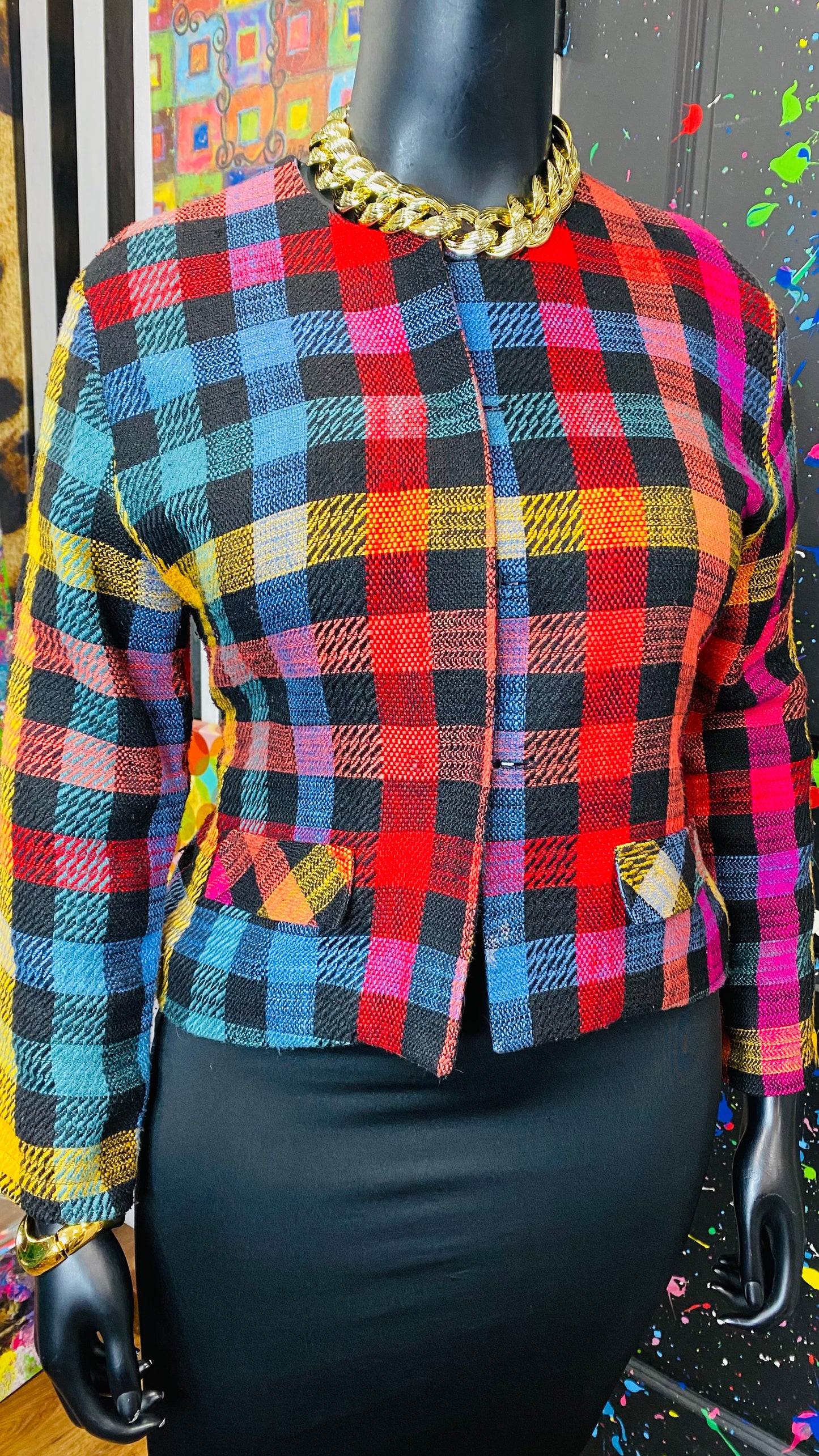 Vintage Carole Little Rainbow Box Cropped Blazer (14)