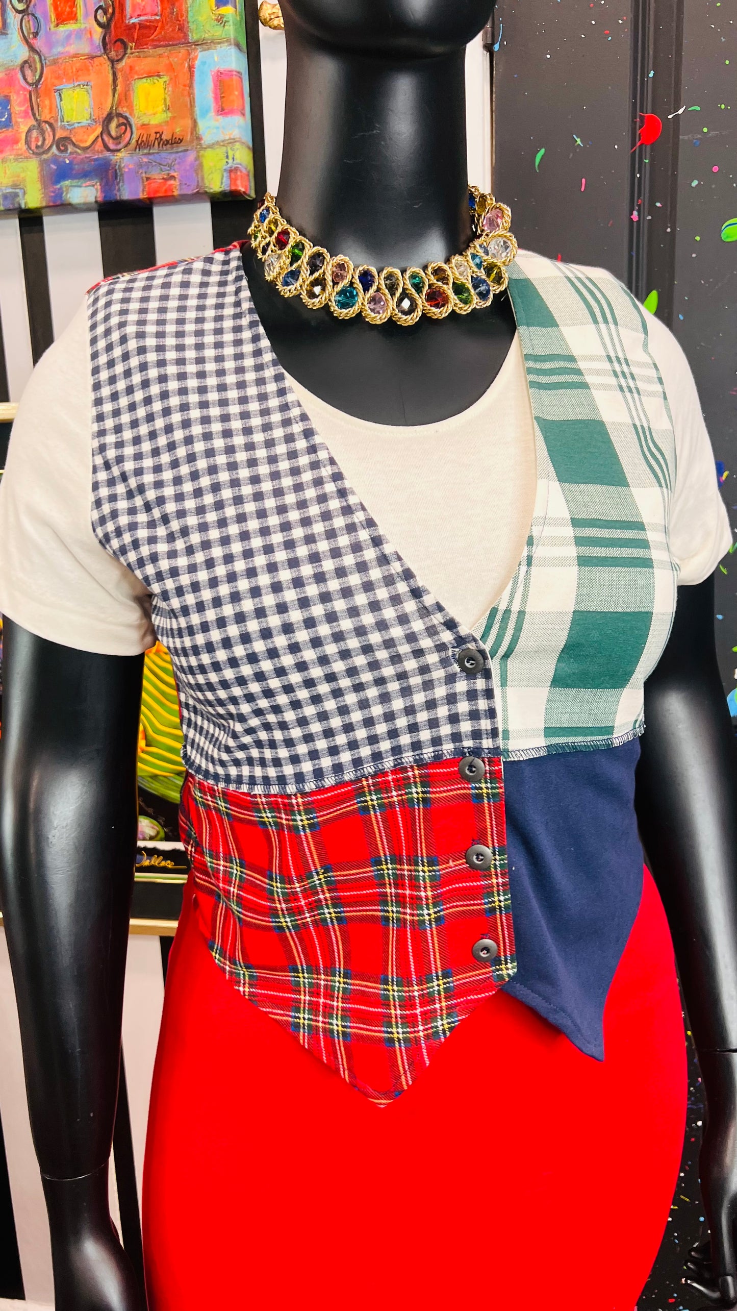 Vintage Cotton Plaid Blouse (12)