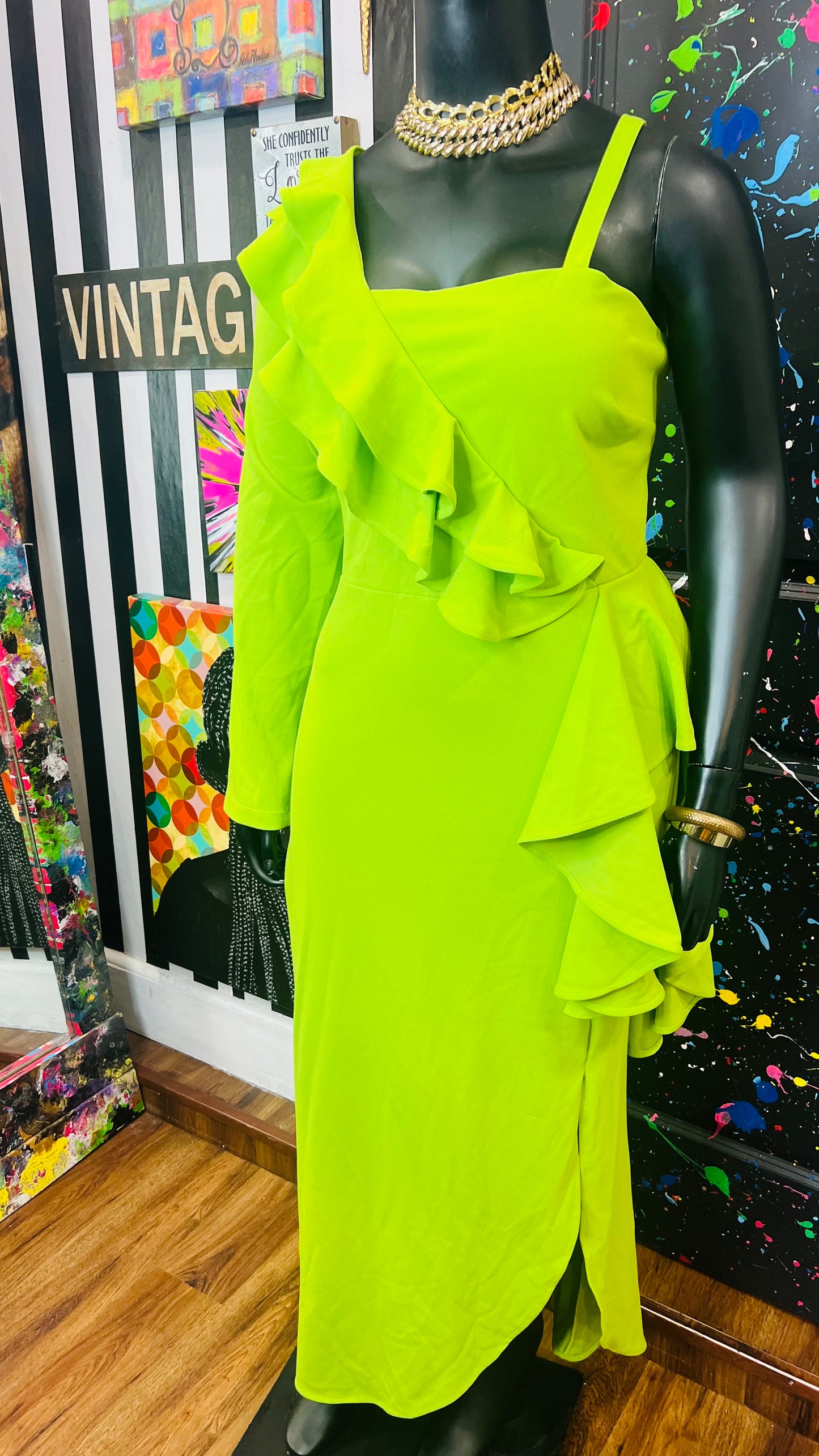 Green One Shoulder Ashley Stewart Dress- New with Tags (22/24)