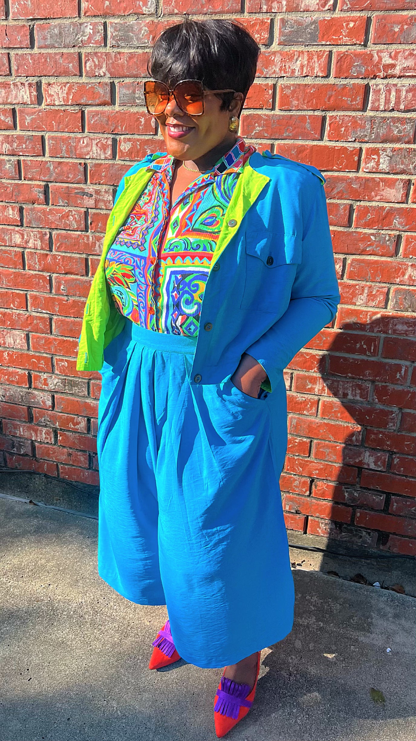 Vintage 2pc Reversible Gauchos Set