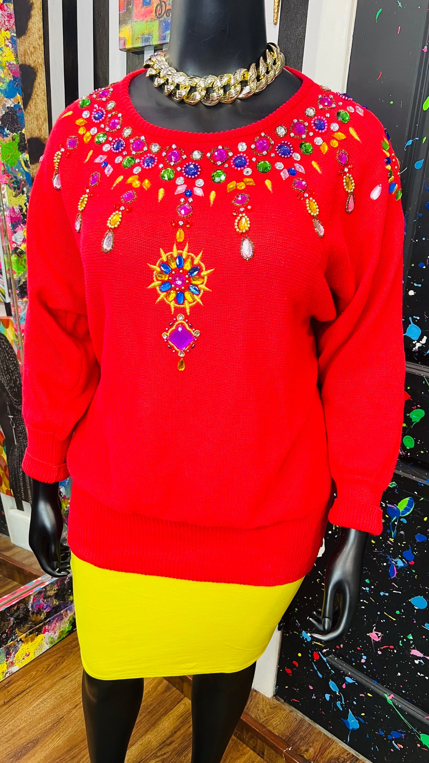 Vintage Red Jewel Sweater (22)