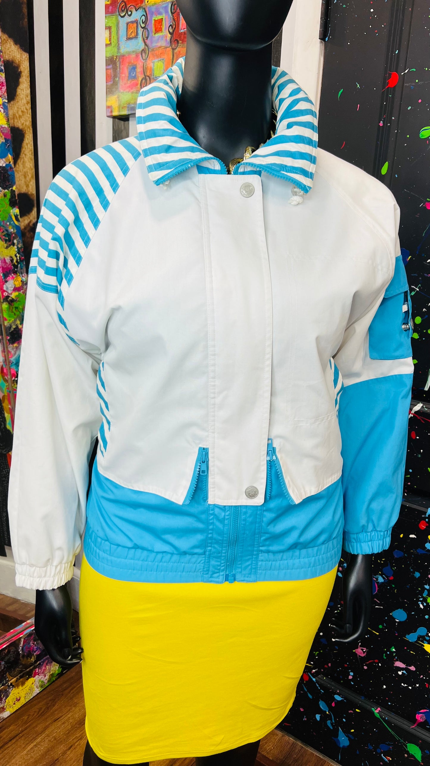Vintage White & Blue Jacket w/ Stripes (14)