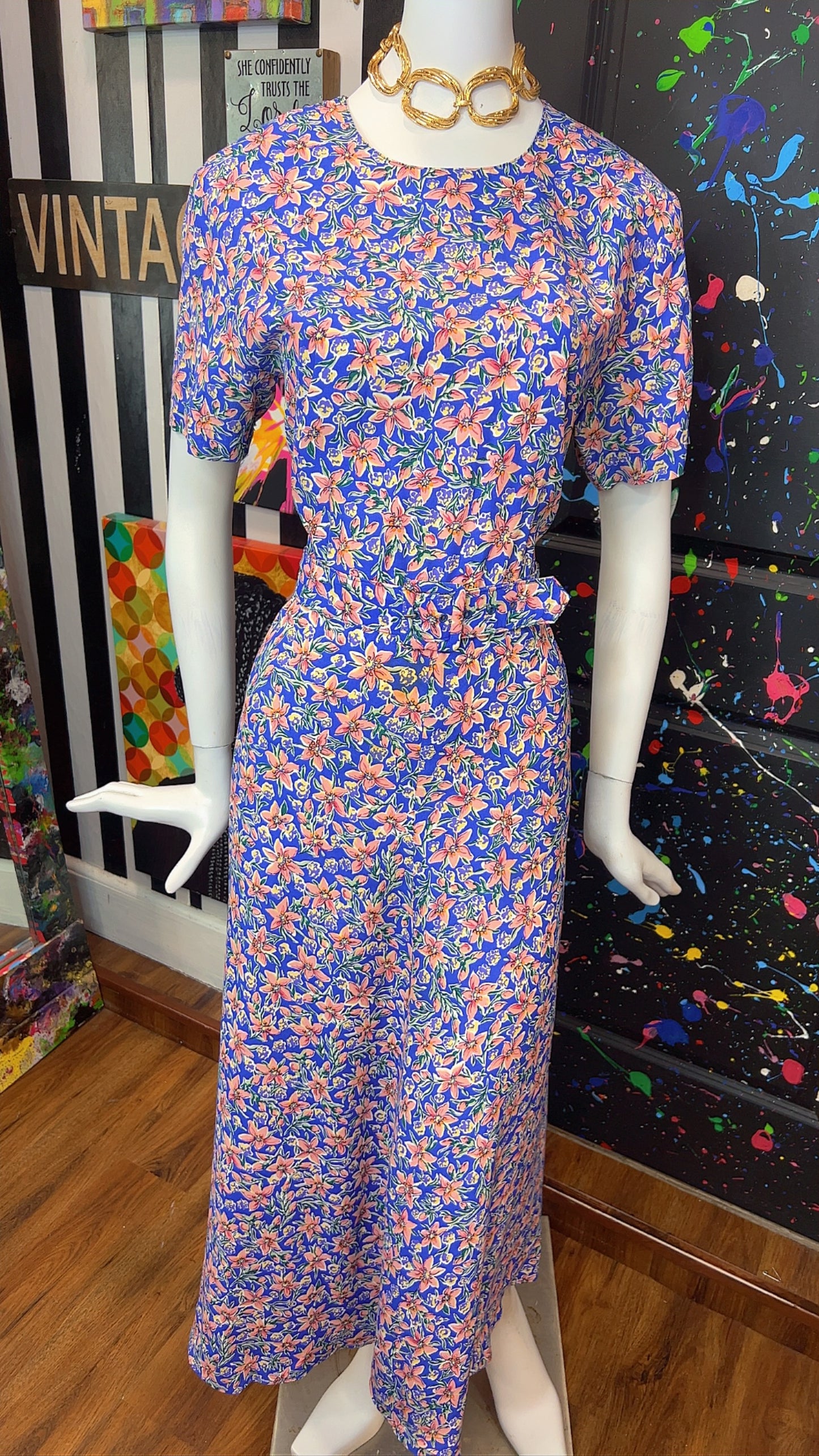 Vintage Floral Dress w/ Belt (14)