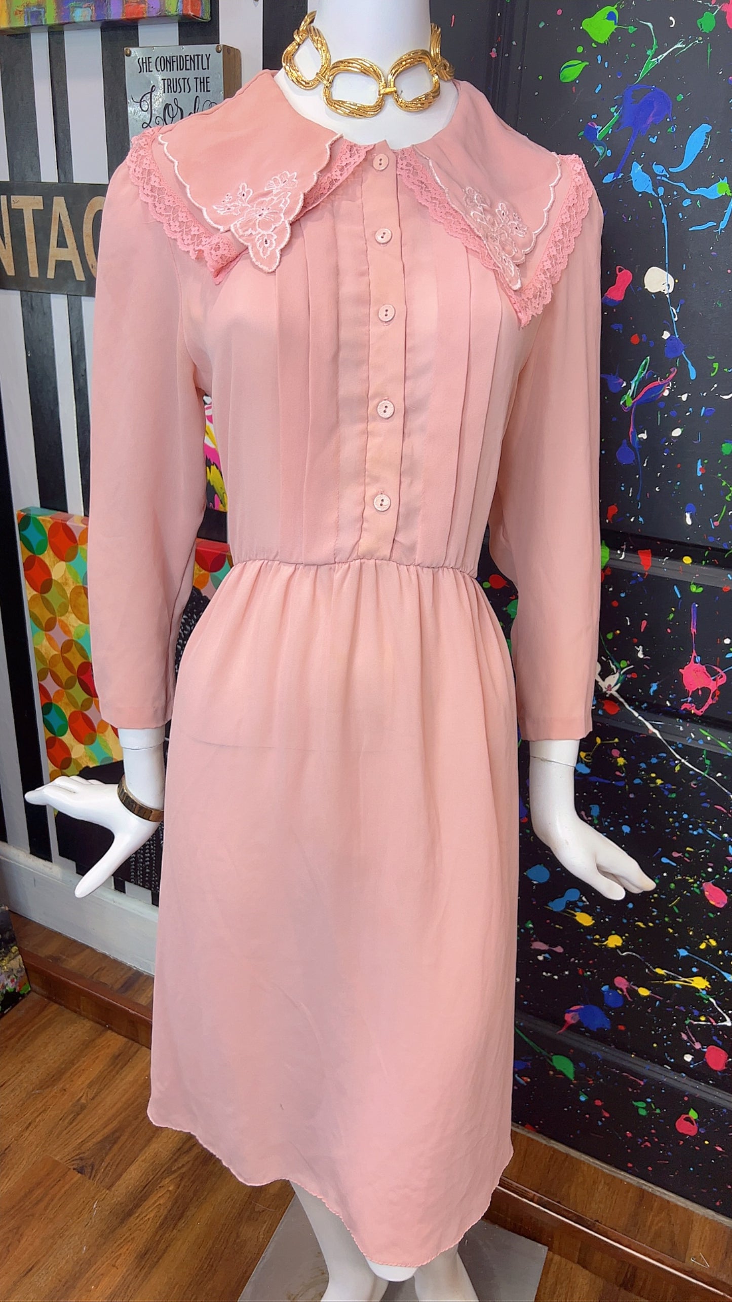 Vintage Blush Pink Dress (14)