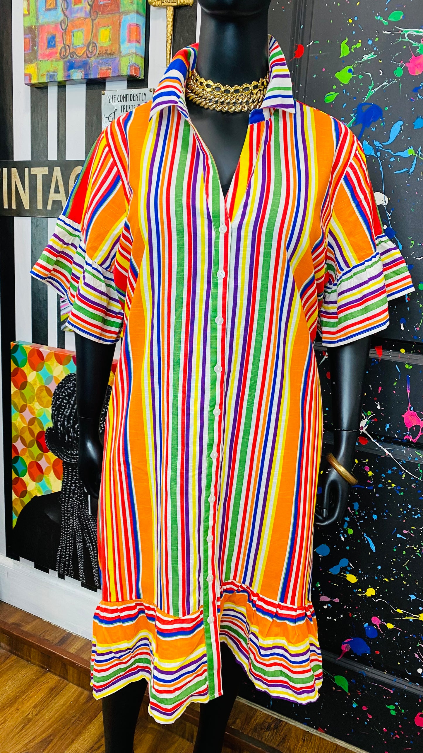New w/ Tags Ashley Stewart Striped Hi- Low Dress (22/24)