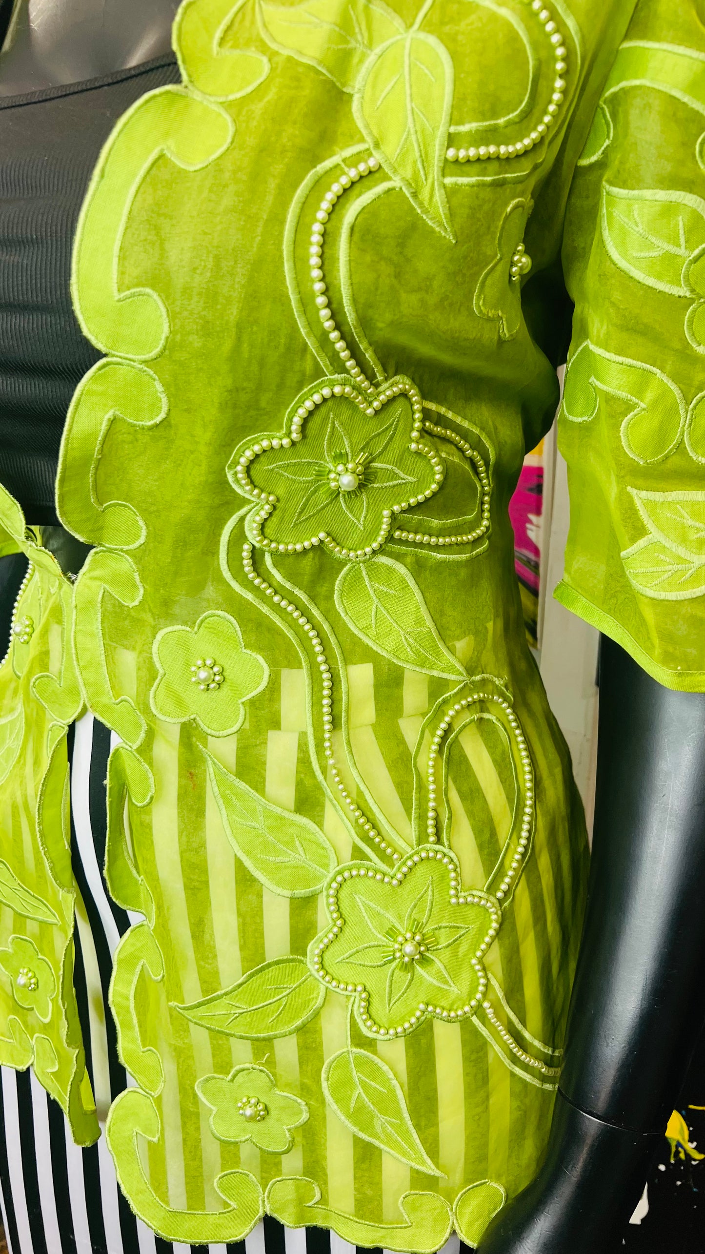 Vintage Green Beaded Blazer (14)