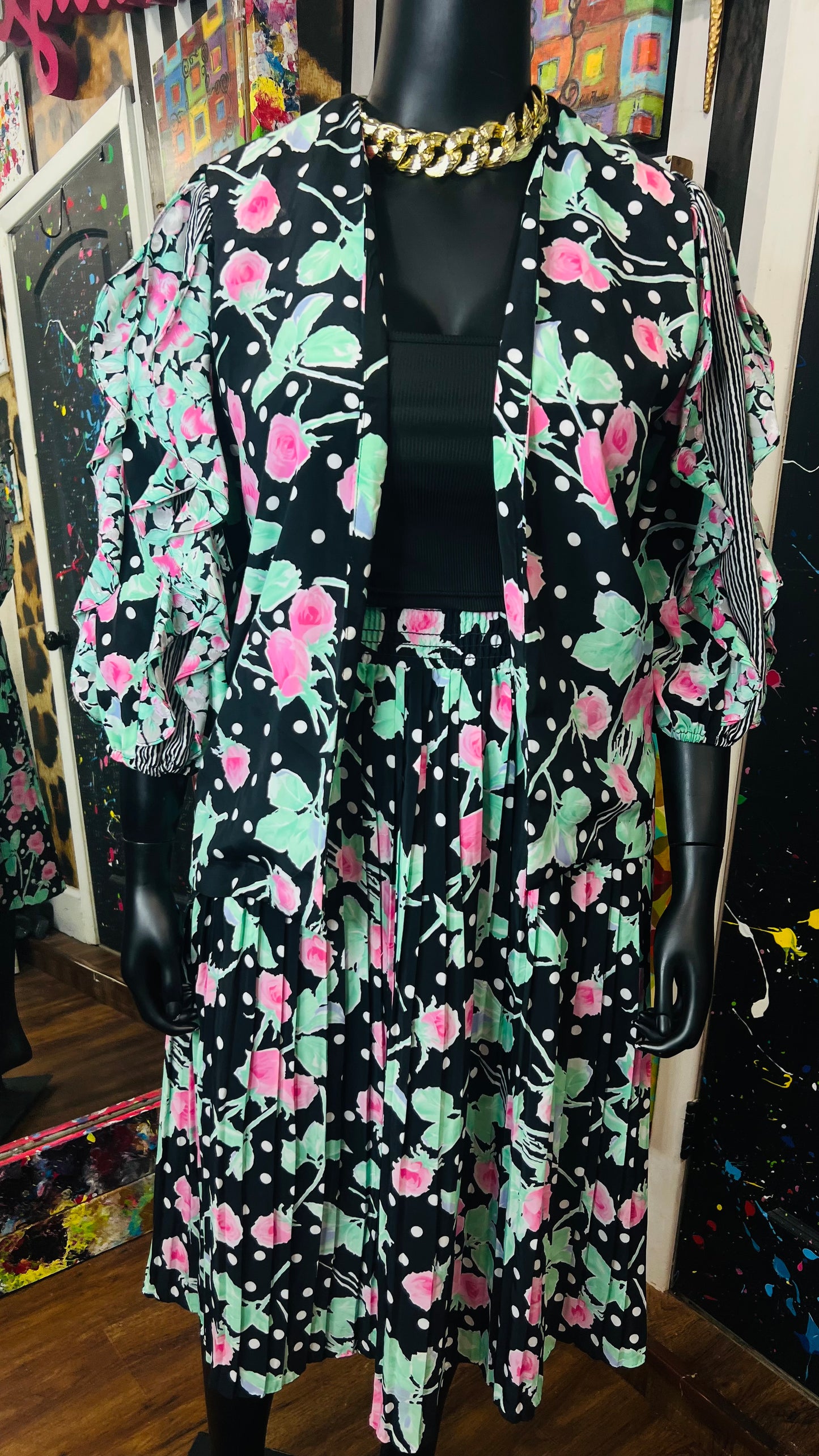 Vintage Polka Dot Blazer & Skirt Set (14)