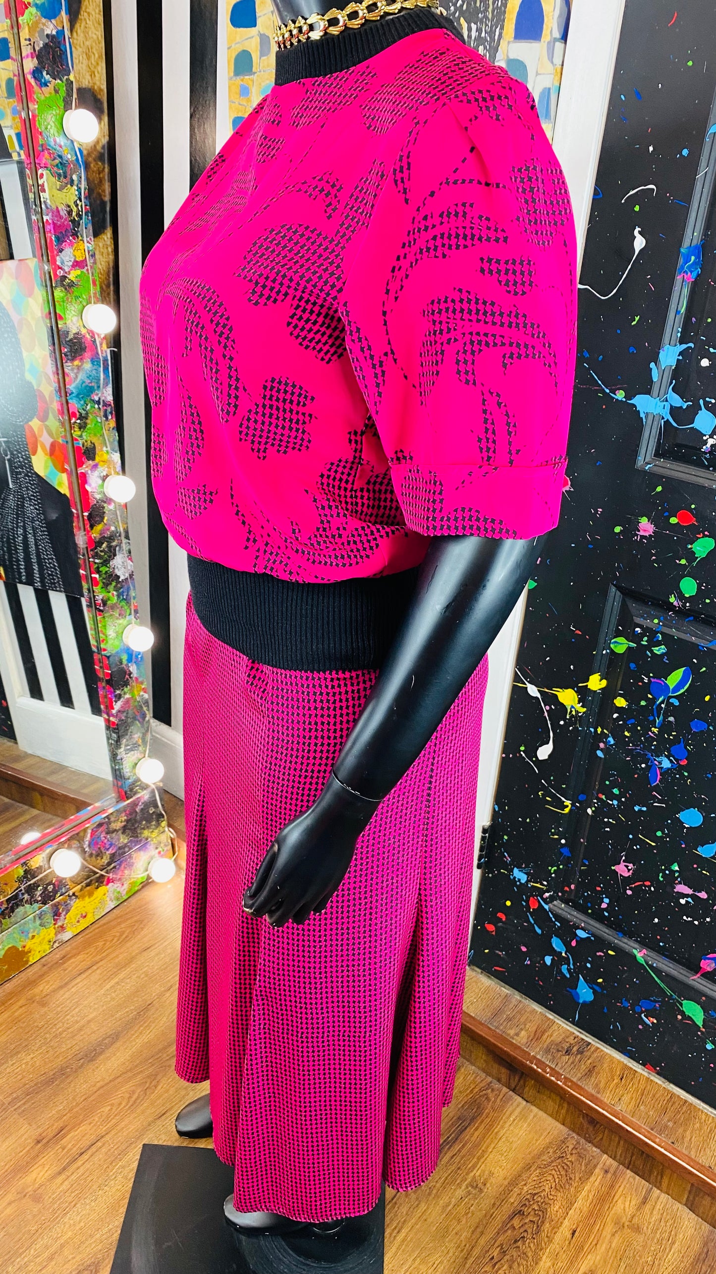 Black & Pink 3 piece Skirt Set