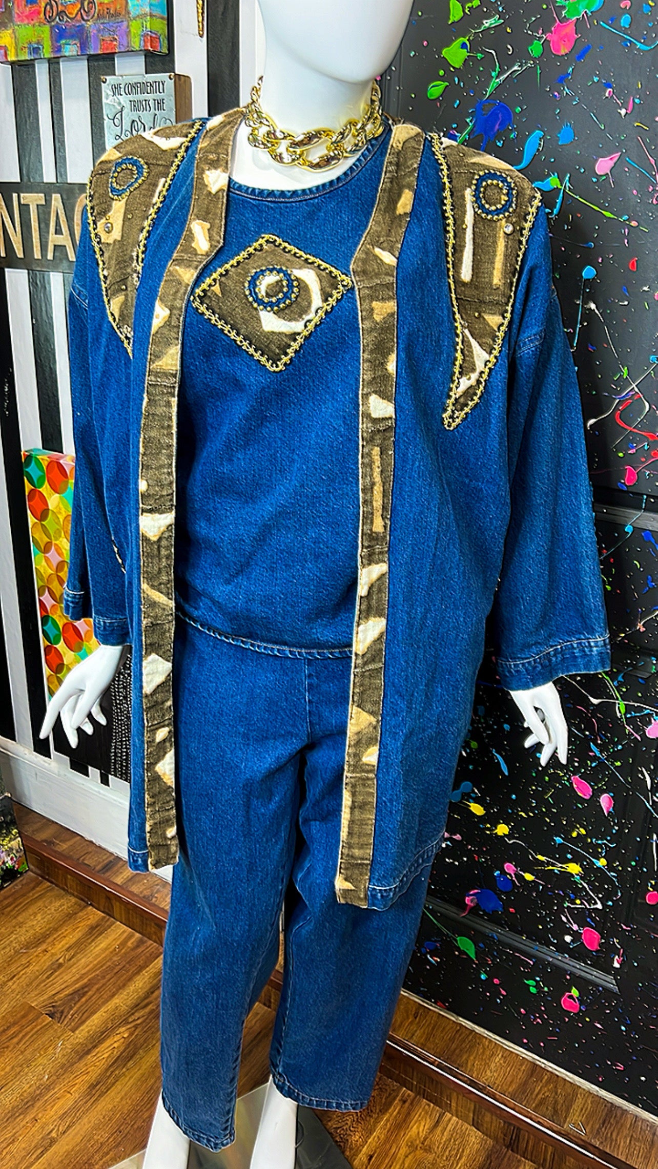 Vintage Denim Pants Set & Duster (20)