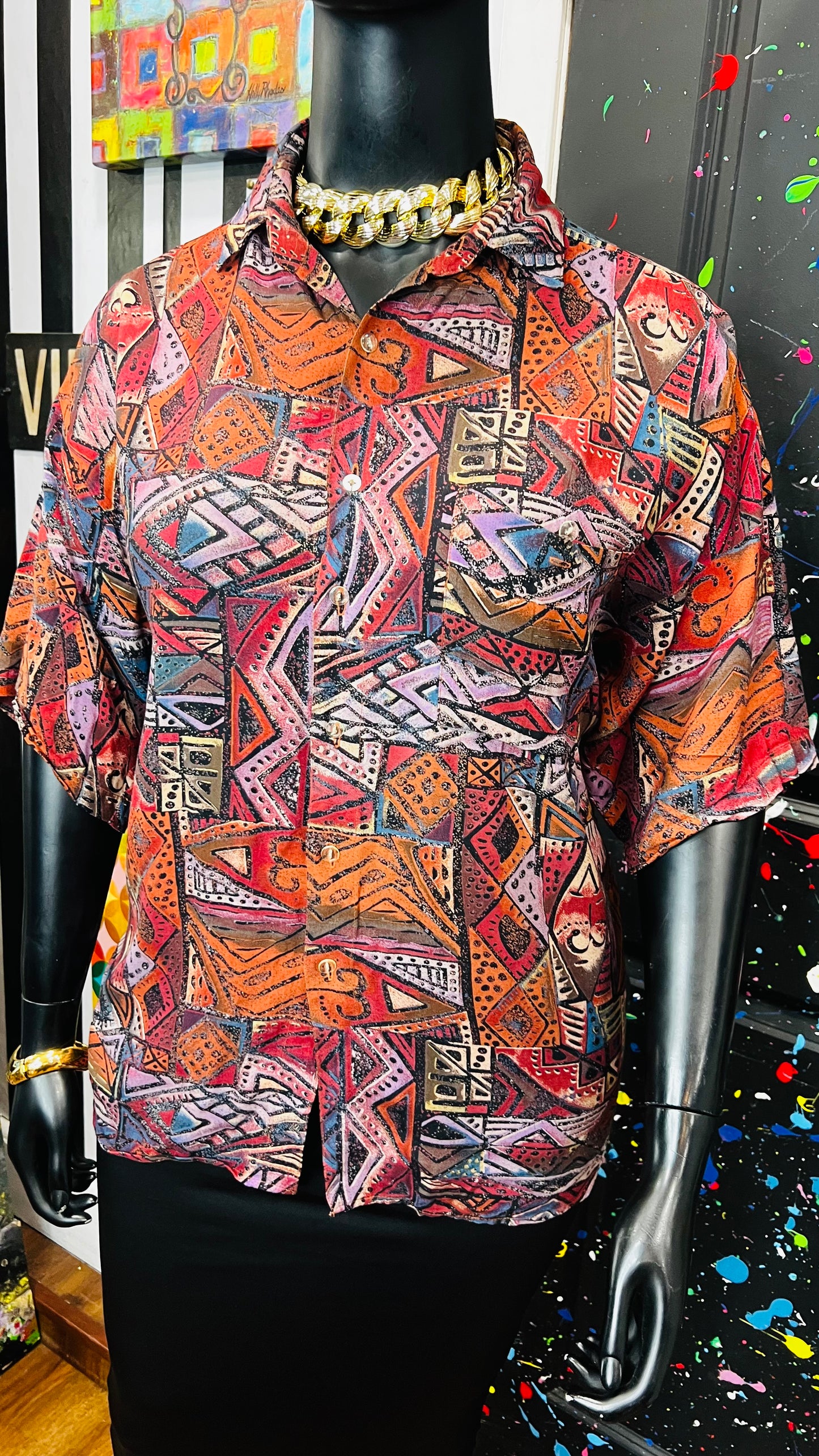 Vintage Rayon Abstract Blouse (22)