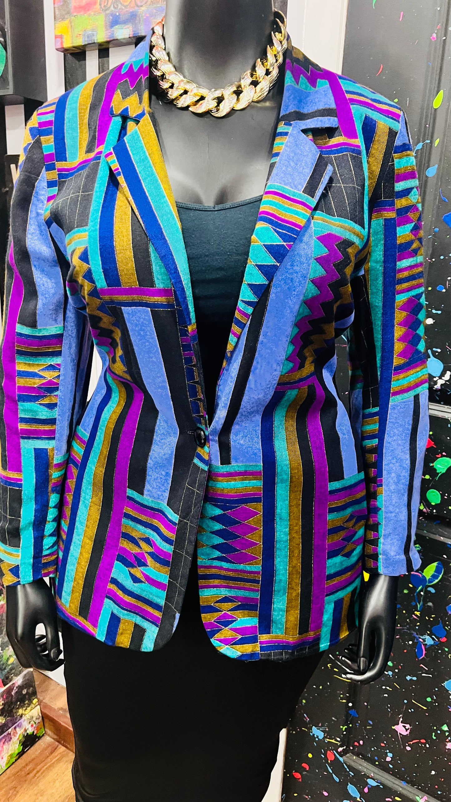 Vintage Tribal Print Blazer (12)