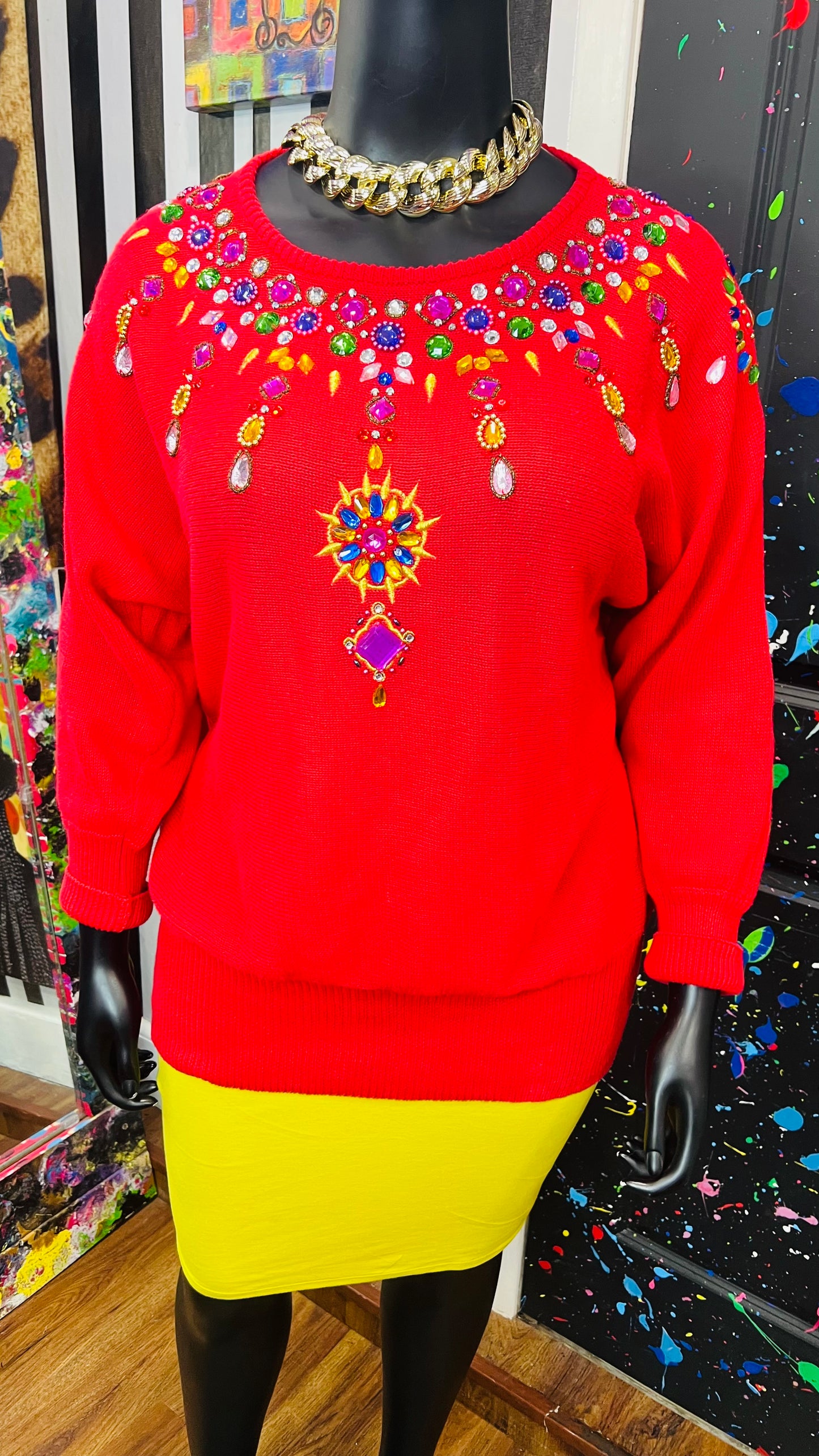Vintage Red Jewel Sweater (22)