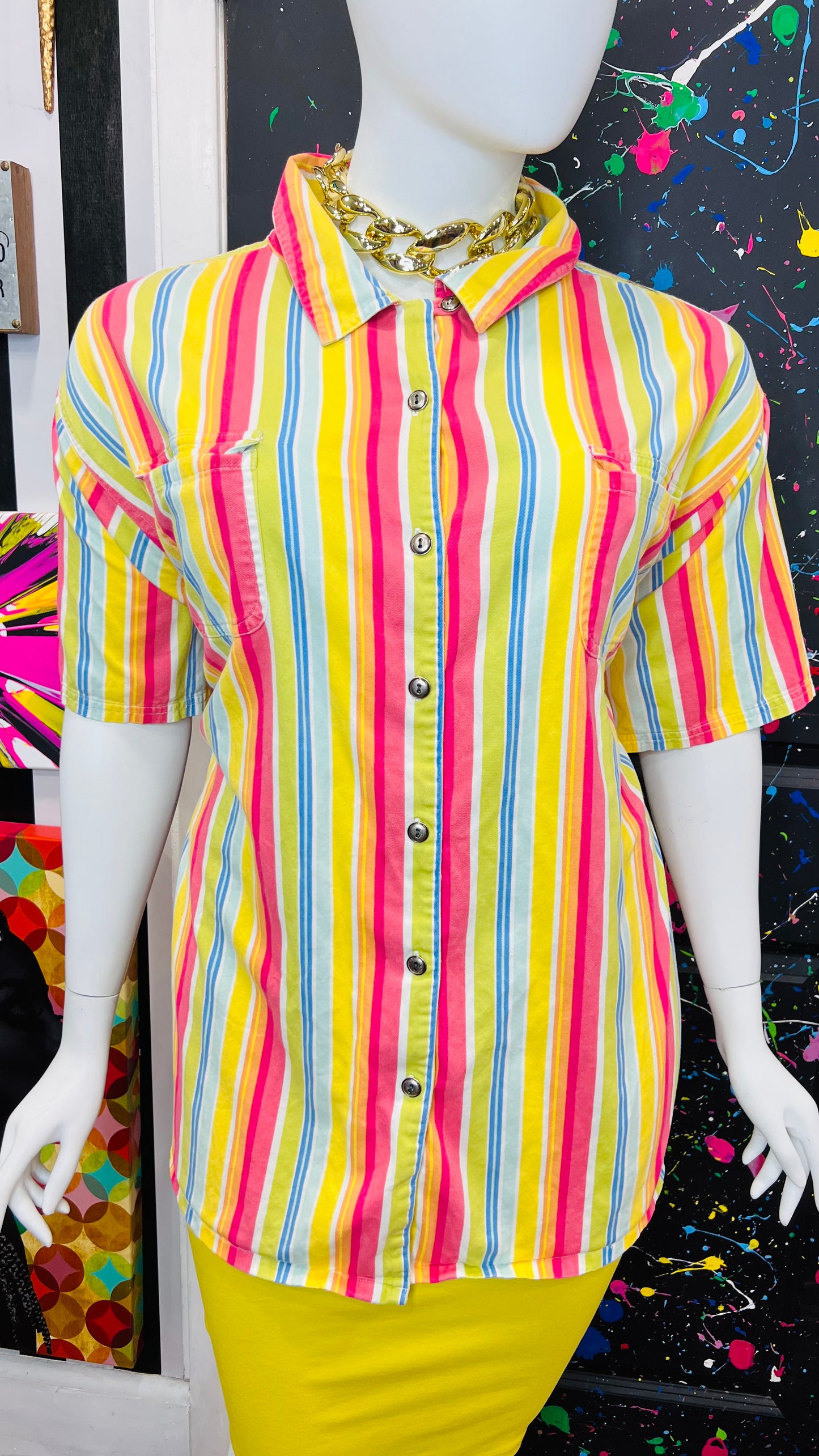 Vintage Denim Striped Blouse (28)