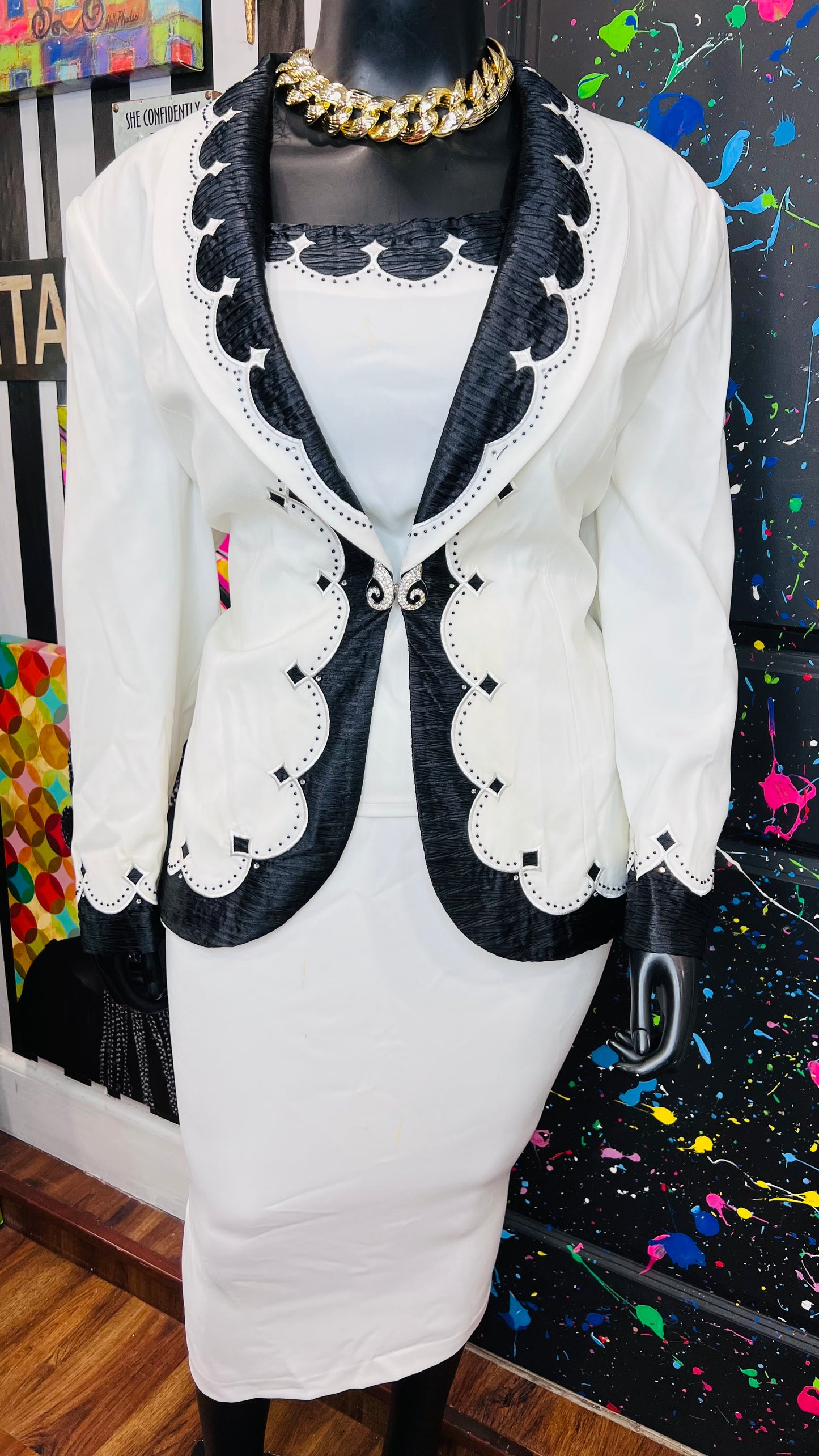 Vintage Black & White Skirt Set (22)