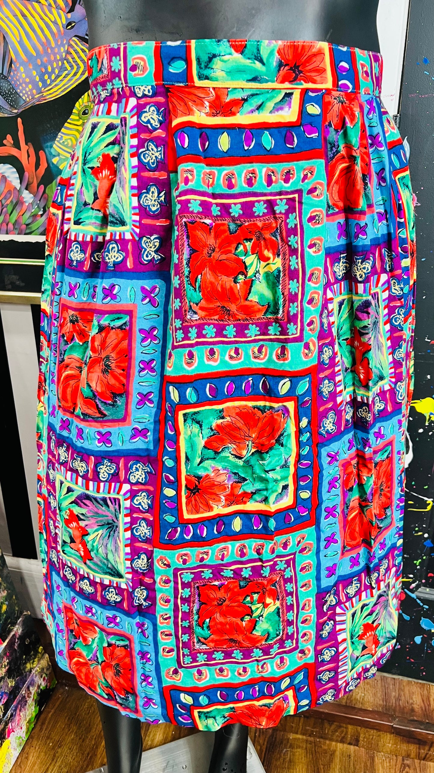 Vintage Rayon Abstract Skirt (16)