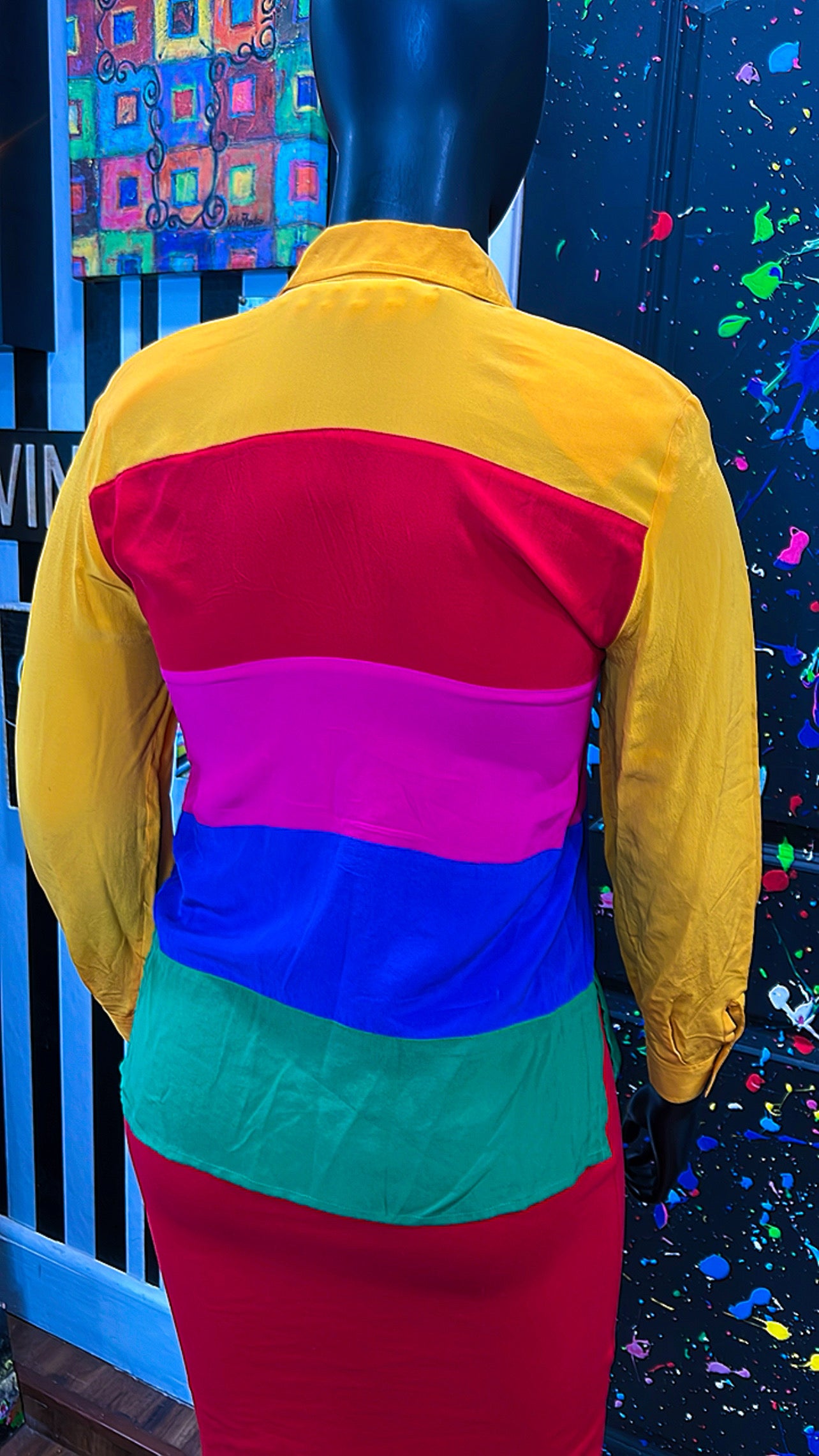 Vintage 100% Silk Rainbow Blouse (12)