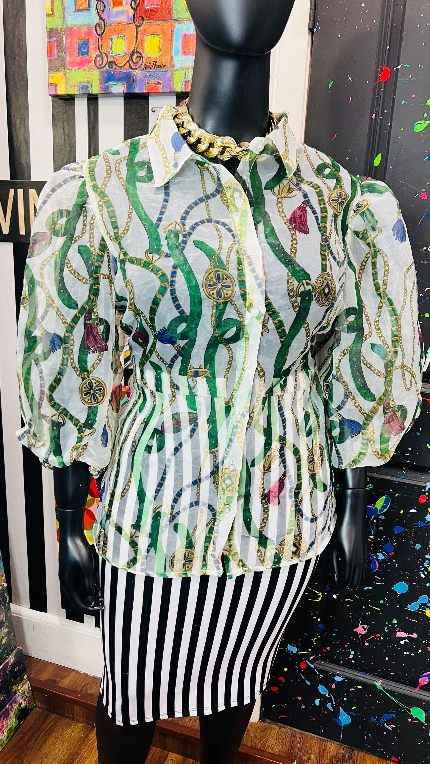 Vintage Inspired Sheer Ashley Stewart Blouse (22)