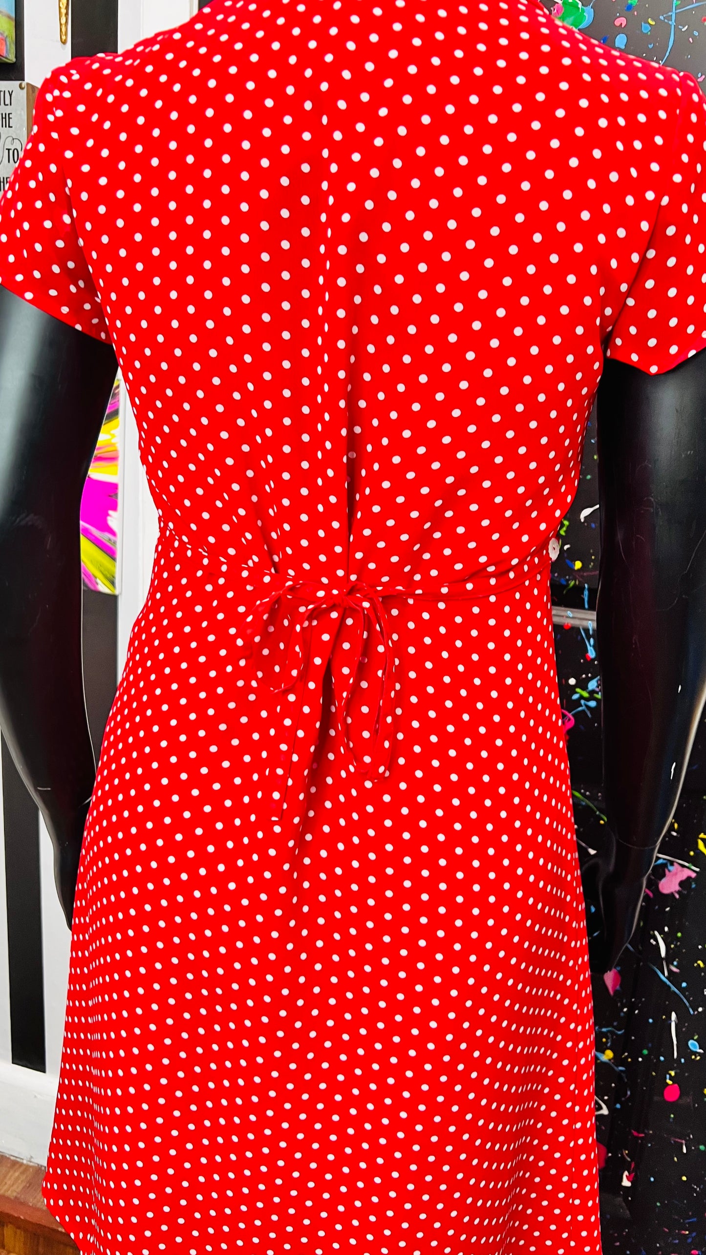Vintage Red & White Polka Dot Dress (12)