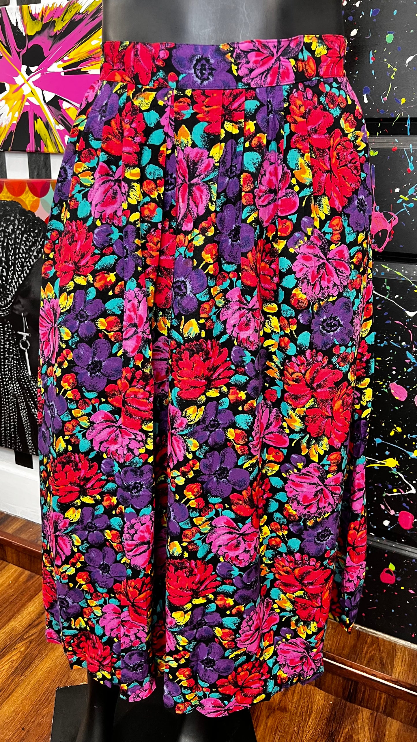 Vintage Floral Rayon Skirt (20)
