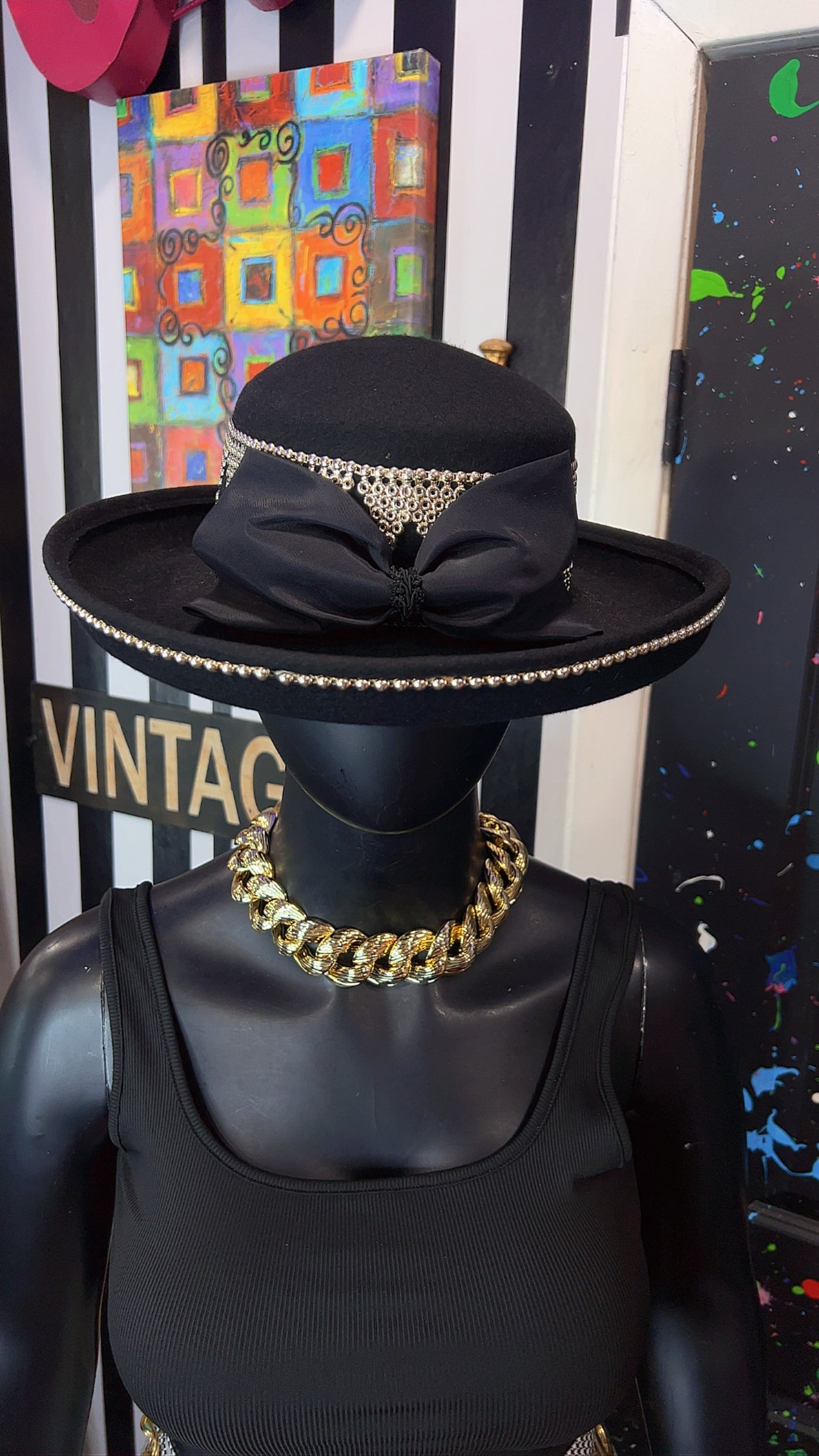 Vintage Silver & Black Hat